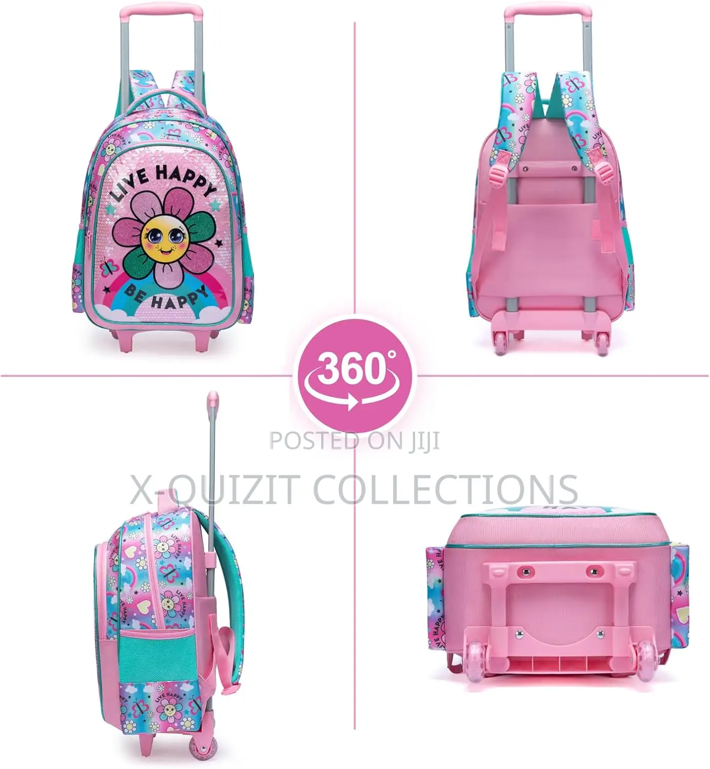 Quality 3pc Trolley School Bag – (17") Sunflower