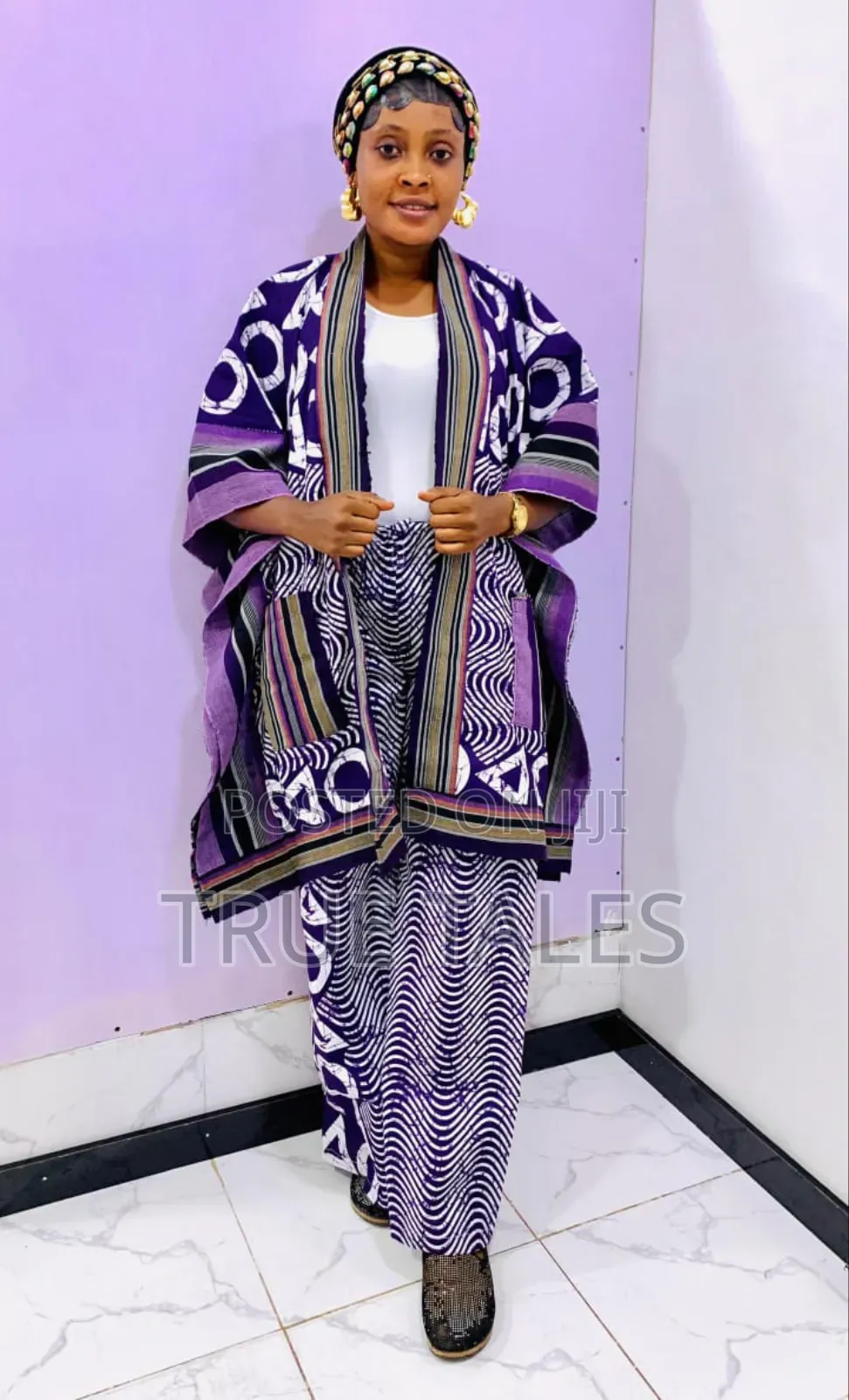 Aso Oke+ Ankara Kimono After Dress Robe With Palazzo Pants