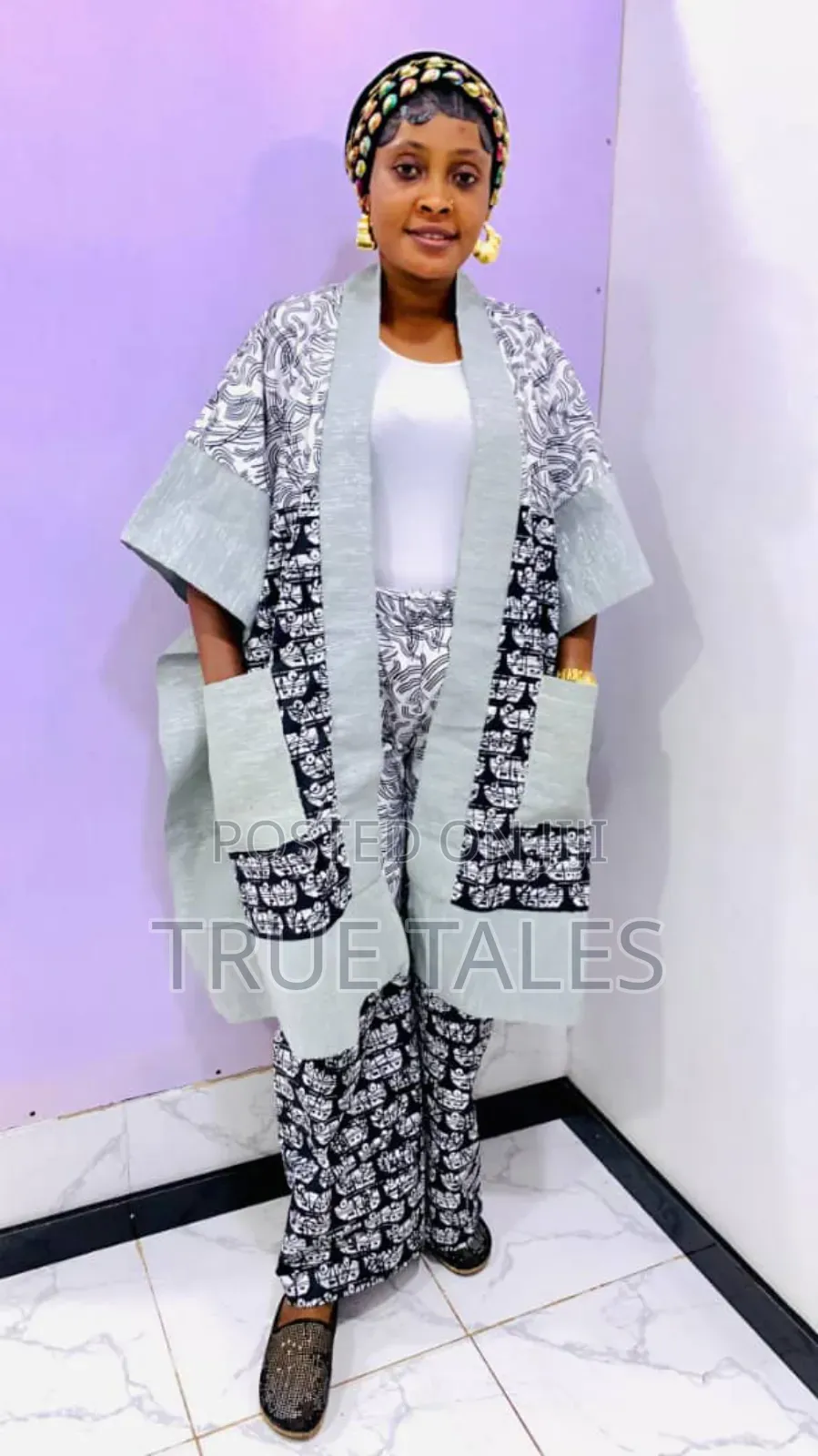 Aso Oke+ Ankara Kimono After Dress Robe With Palazzo Pants