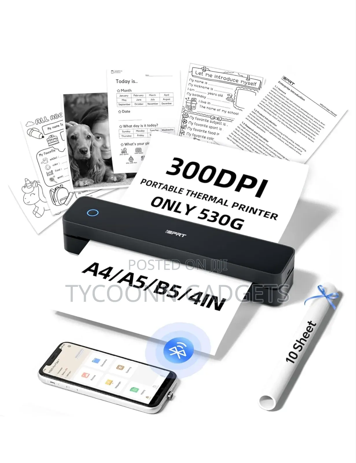 Portable Thermal A4 Printer for Travel Home Office Inkless