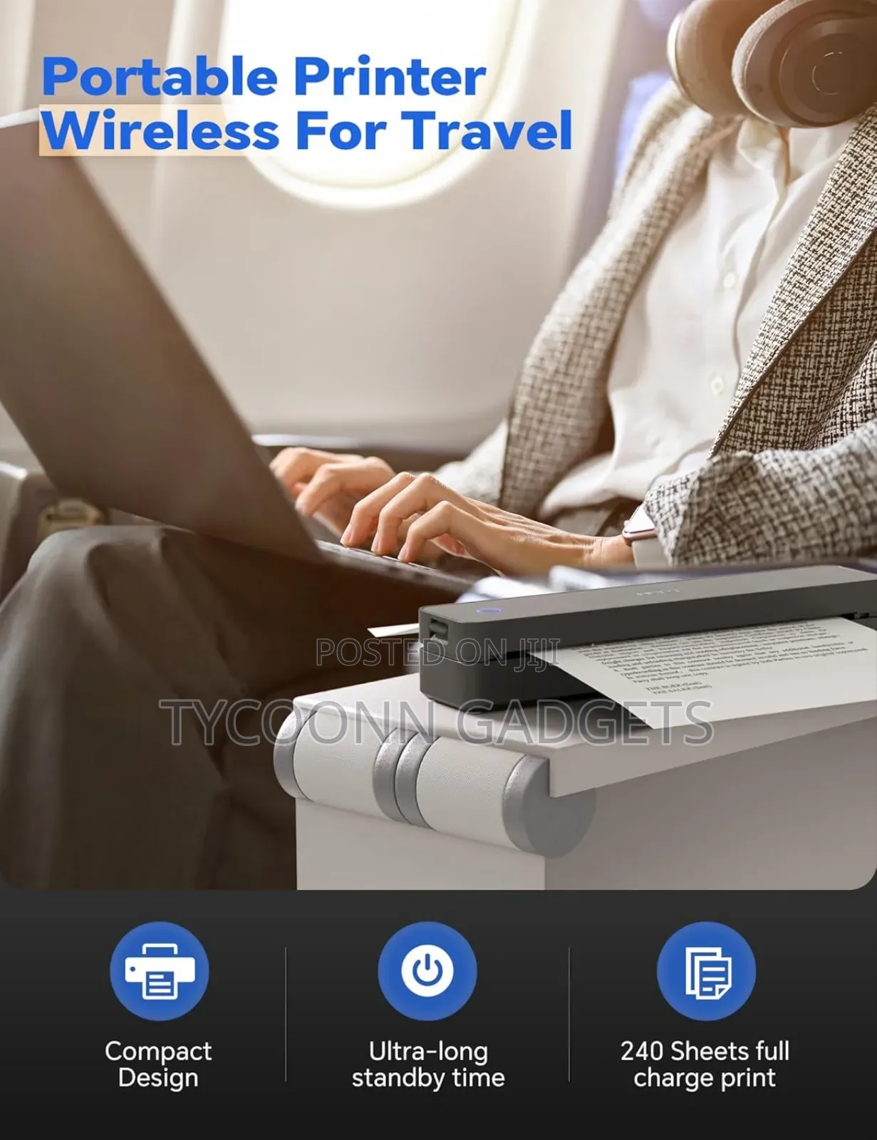 Portable Thermal A4 Printer for Travel Home Office Inkless