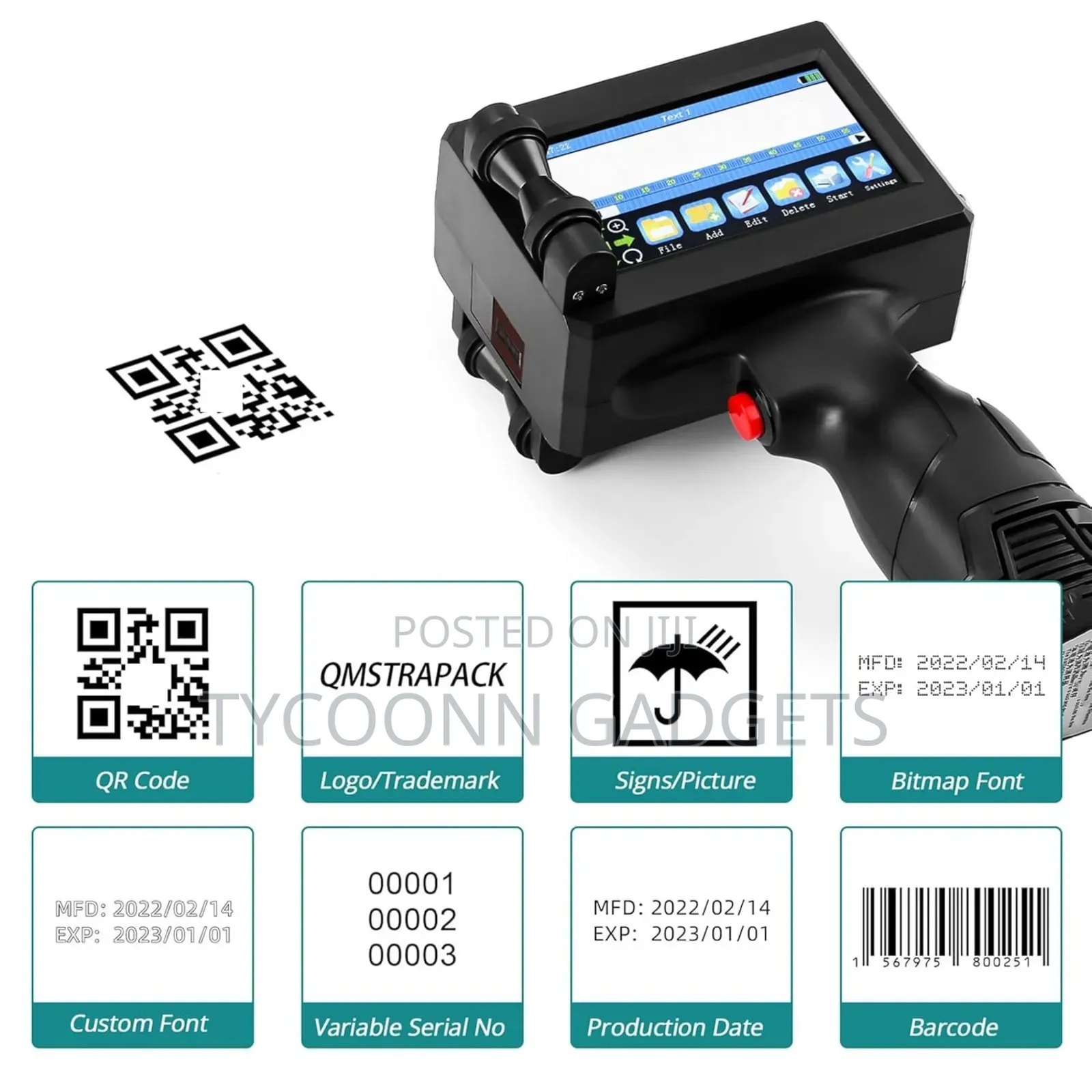 Handheld Inkjet Printer for Non Porous,Metal Plastic Paper