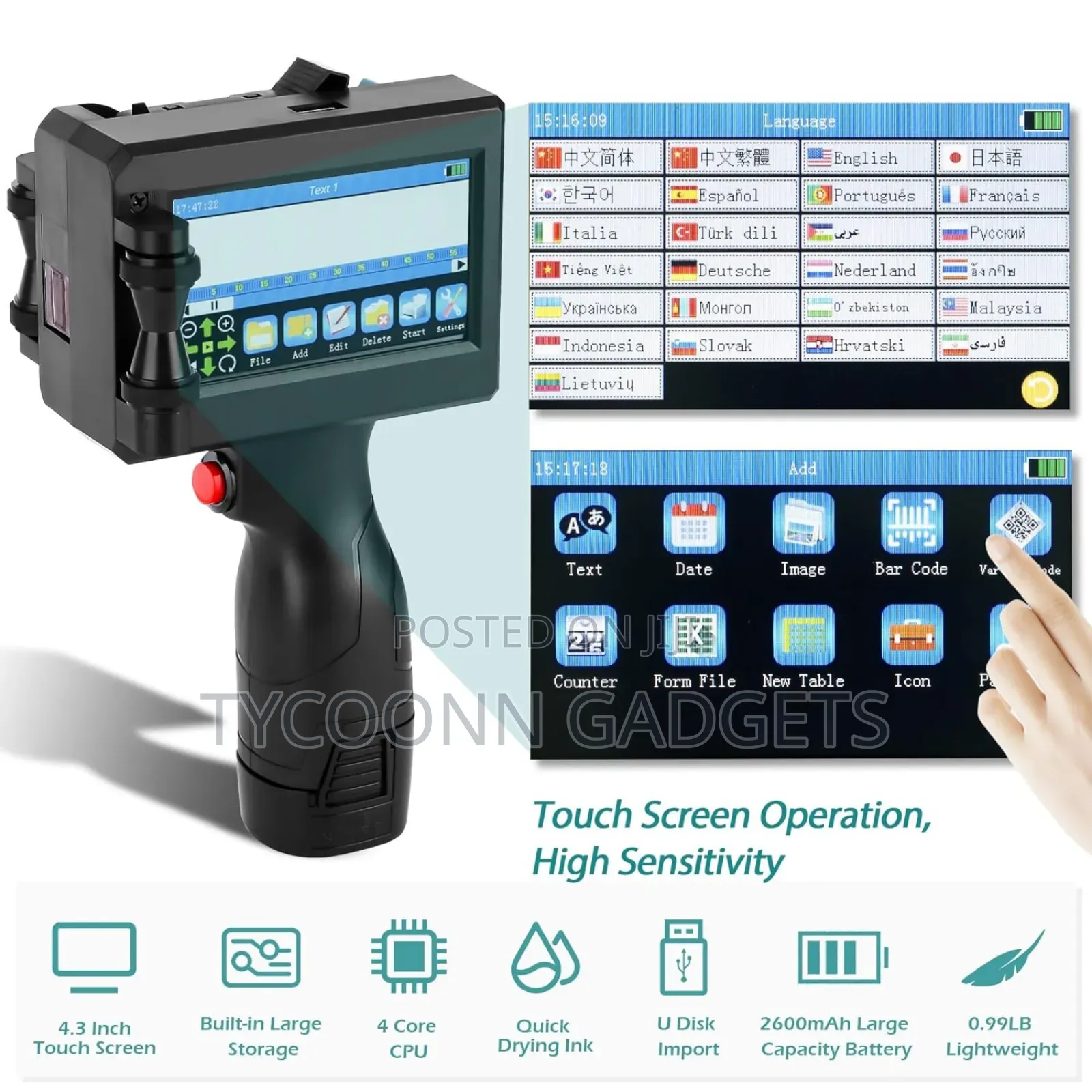 Handheld Inkjet Printer for Non Porous,Metal Plastic Paper