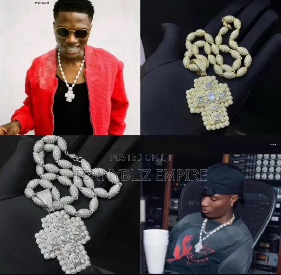 Wizkid-Inspired Premium Style Iced Cross Pendant Chain