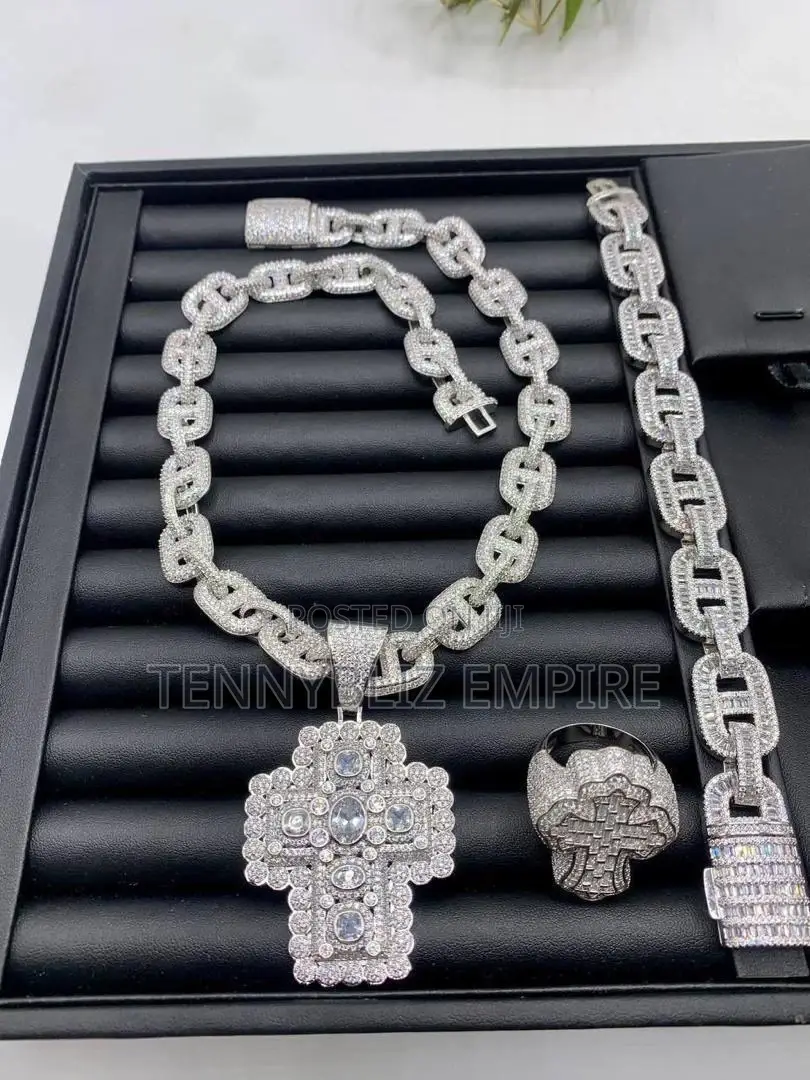 Wizkid-Inspired Premium Style Iced Cross Pendant Chain