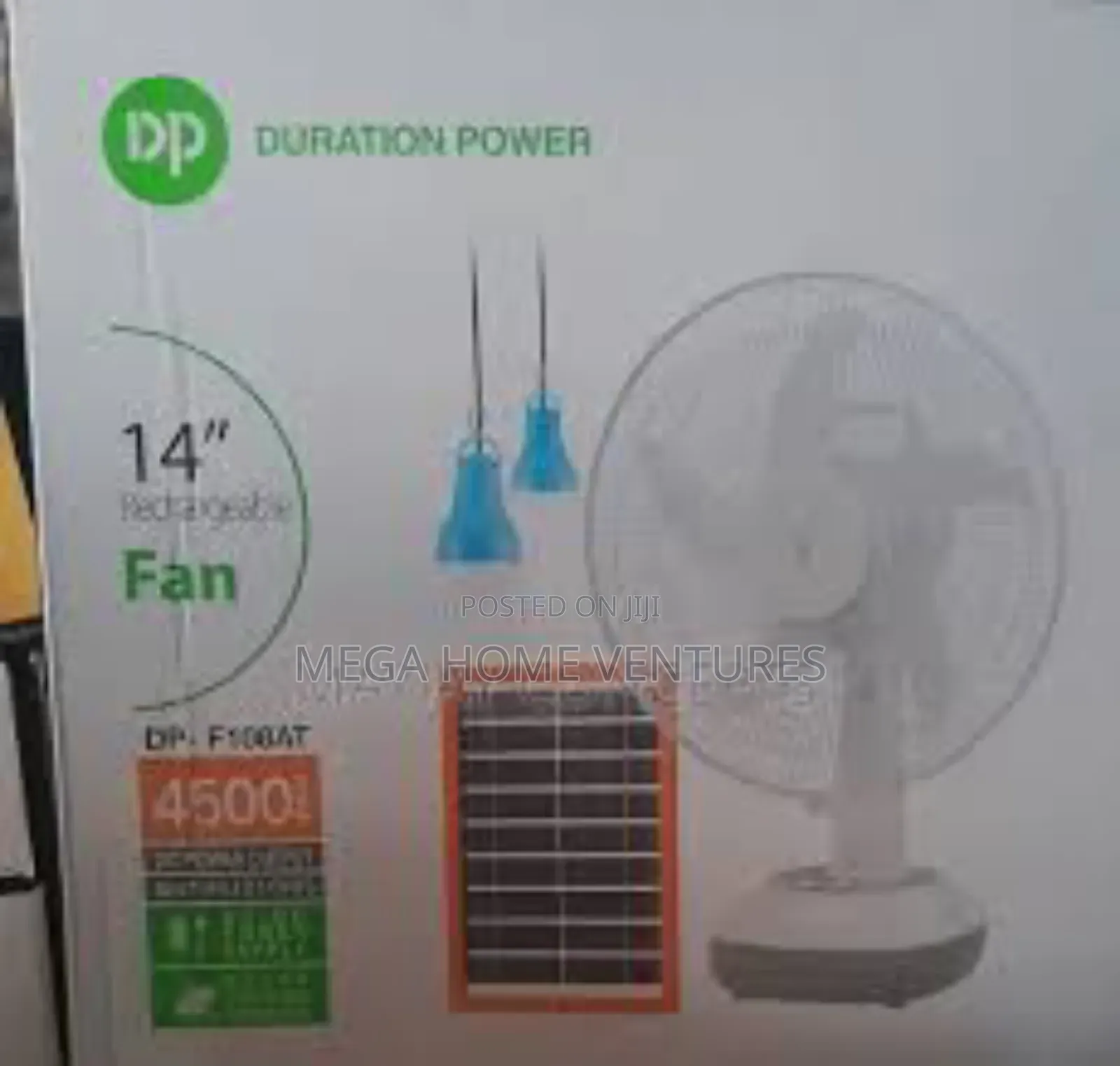 Duration Power 14inches Rechargeable Fan