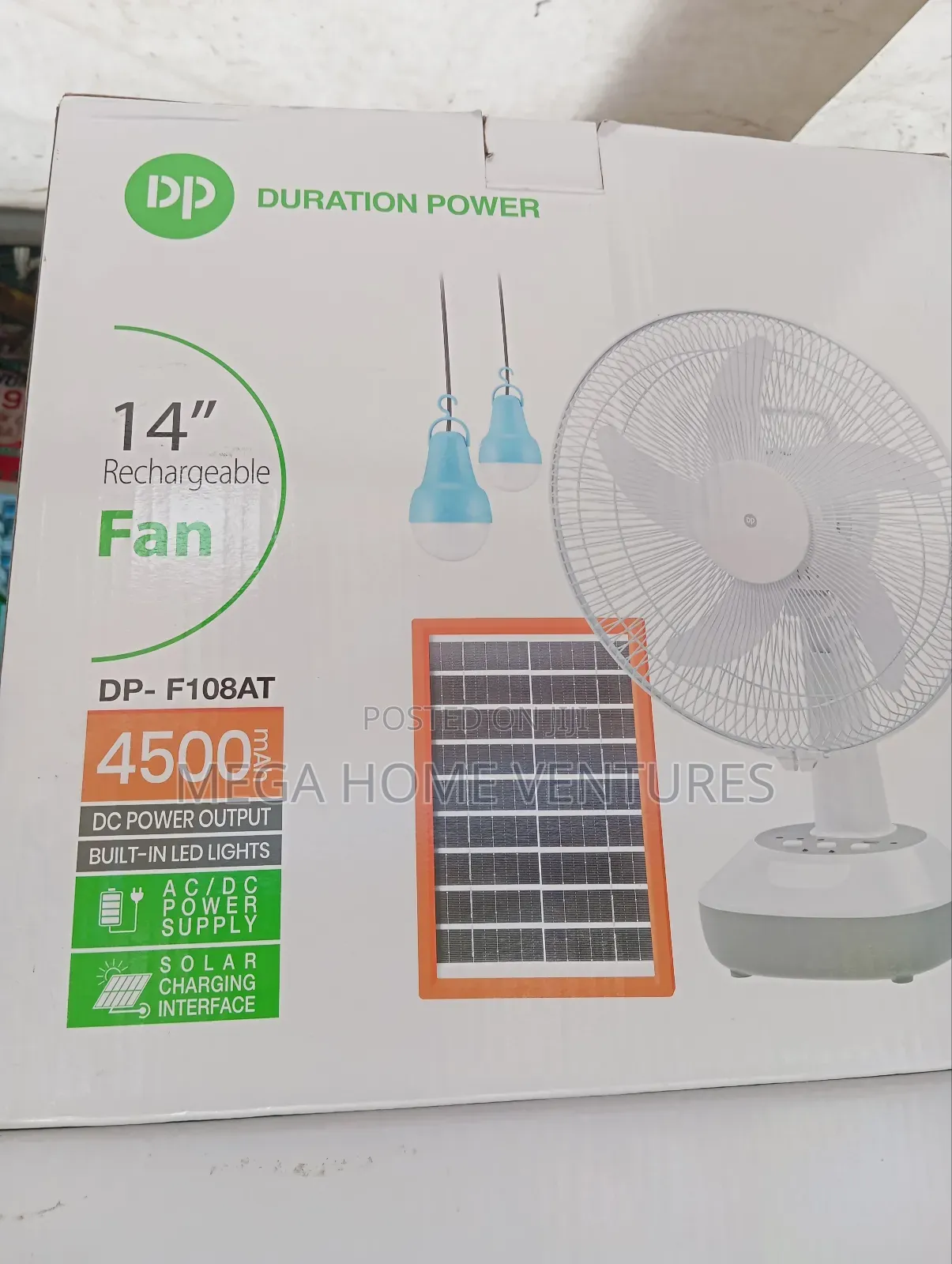 Duration Power 14inches Rechargeable Fan