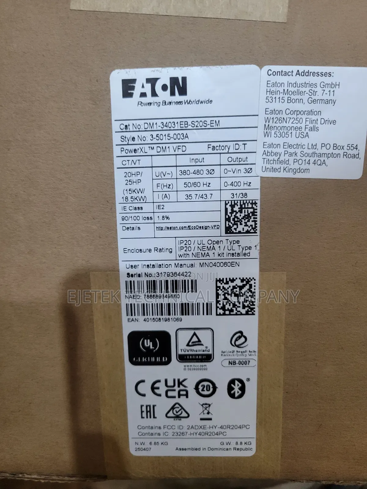 Etn Motor Drive 15kw/20hp VFD