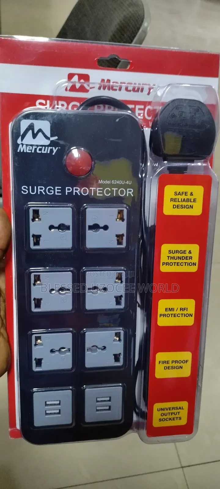 Mercury Surge Protector Extension Socket 6ports + 4usb Ports