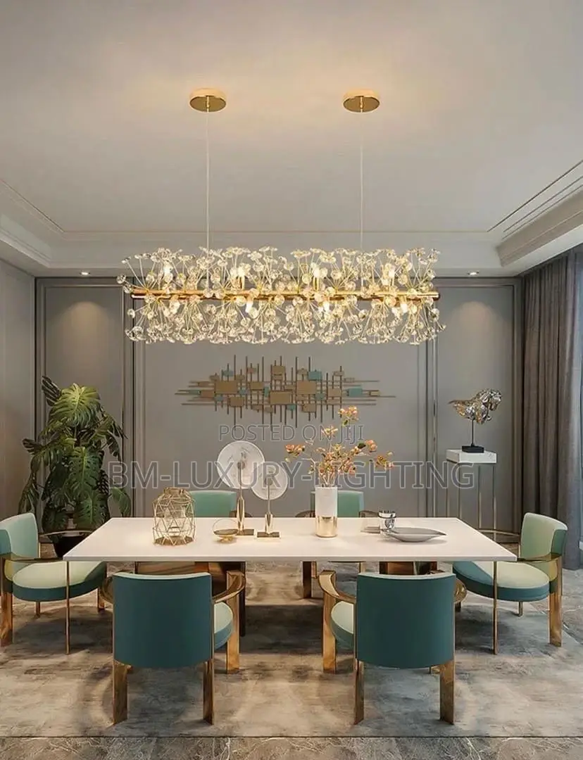 Sunflower Long Crystal Dining Chandelier
