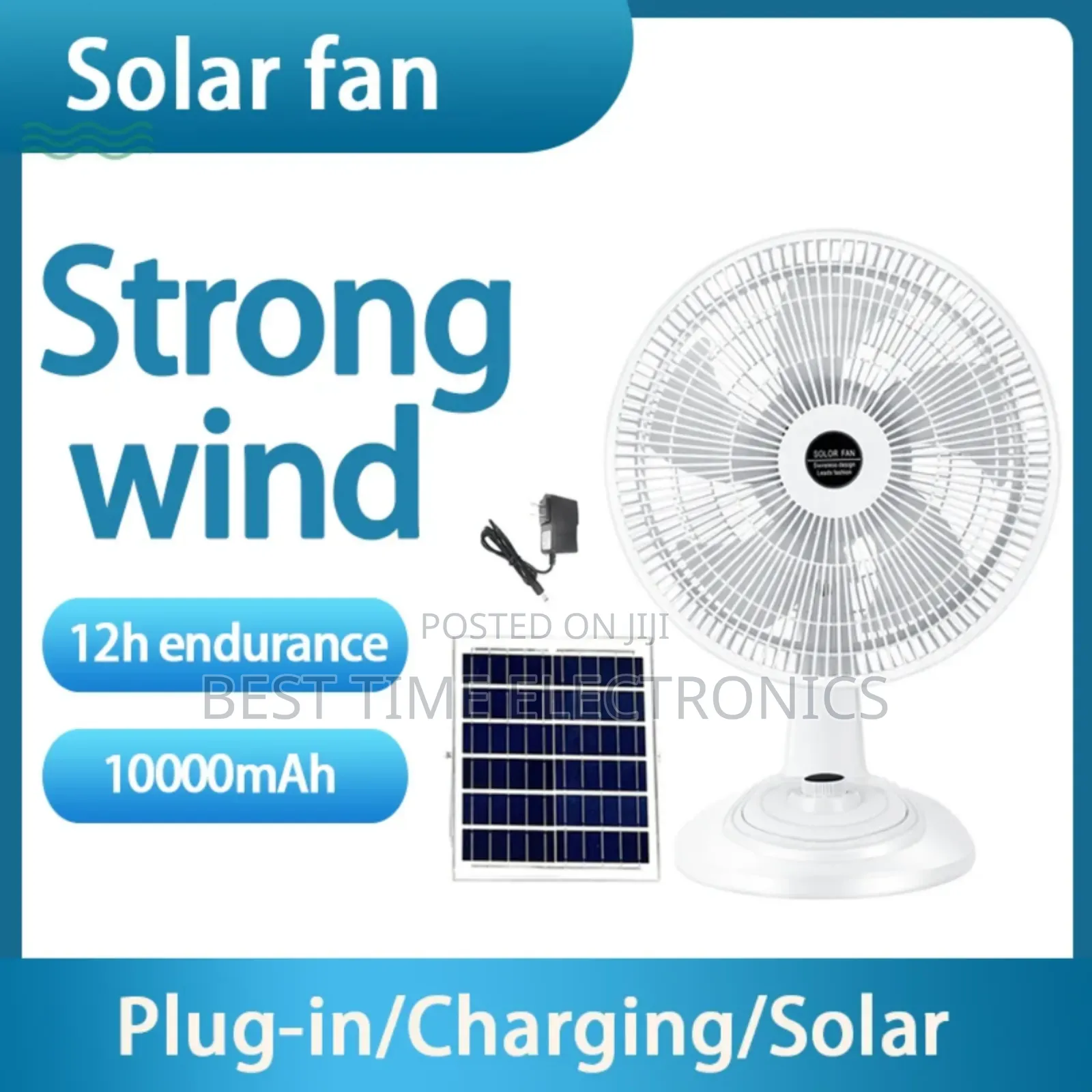 Quality 14" Favorite Solar Rechargeable Table Fan