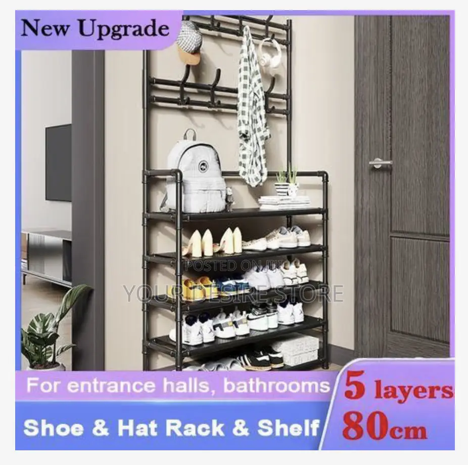 Modern 5 Tier 80cm Multi Functional Shoe and Hat Rack