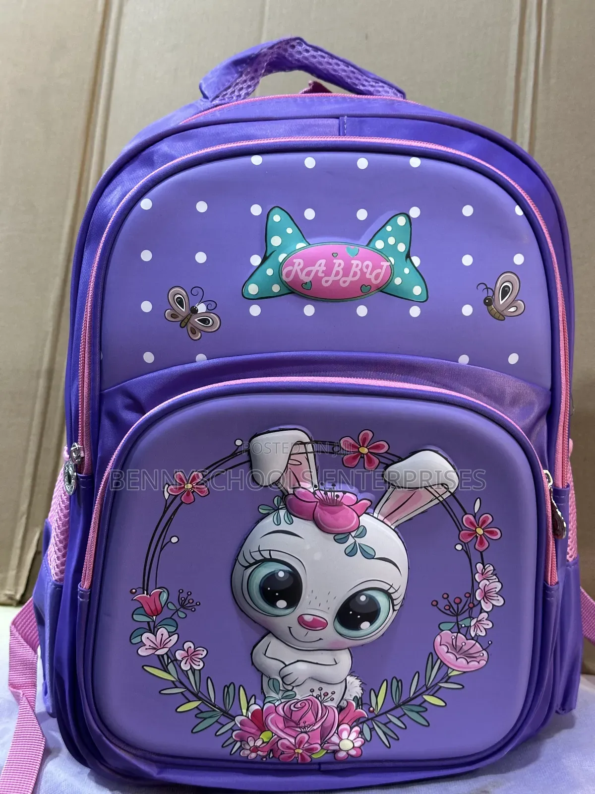 Purple Rabbit Stock School Bag for Children Kids