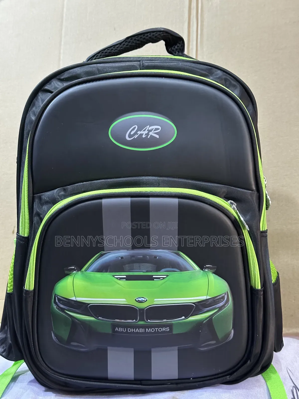 Blue and Green Car School Bag for Boys