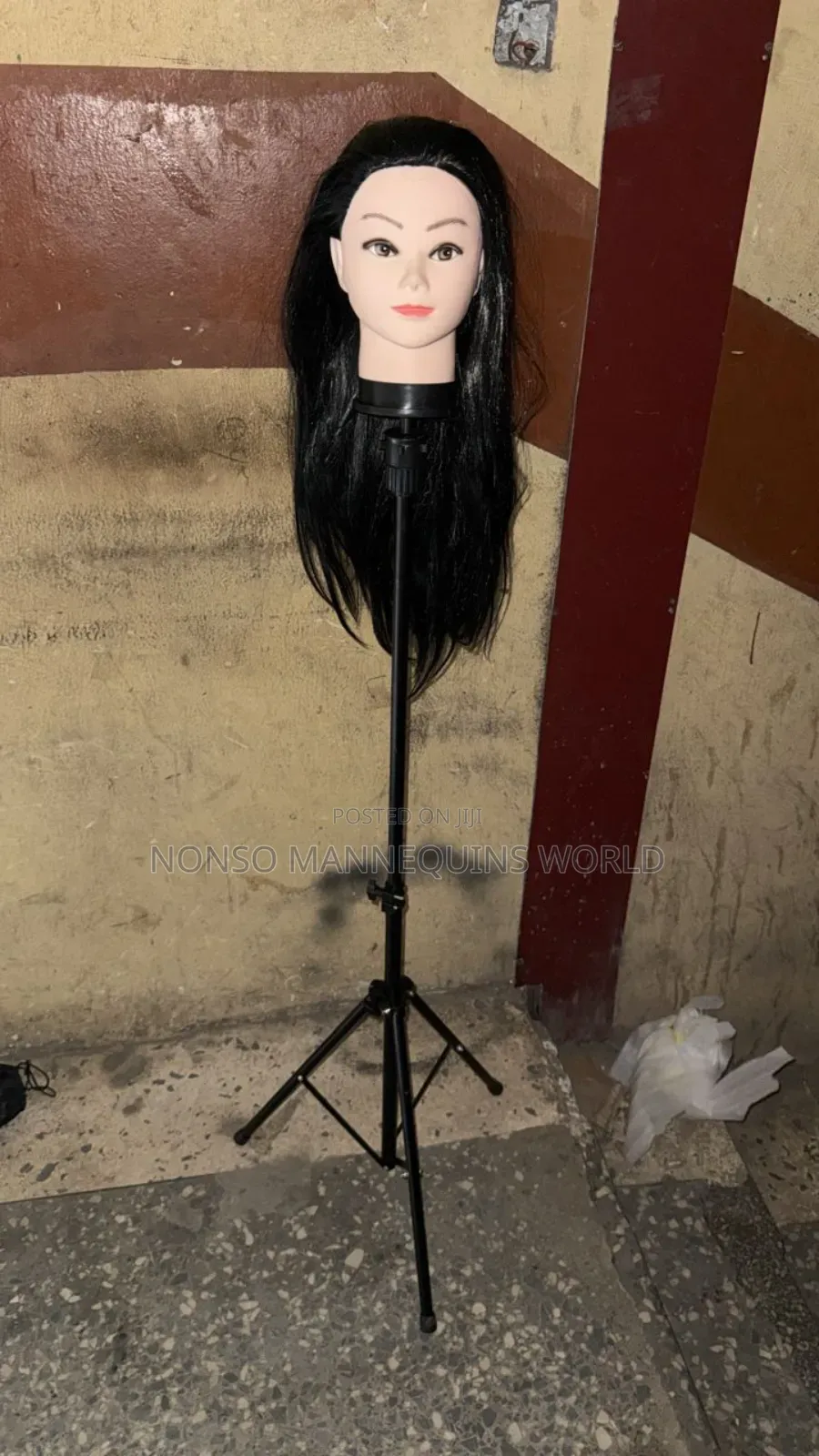 Mannequin Head With Hair + Tripod Stand