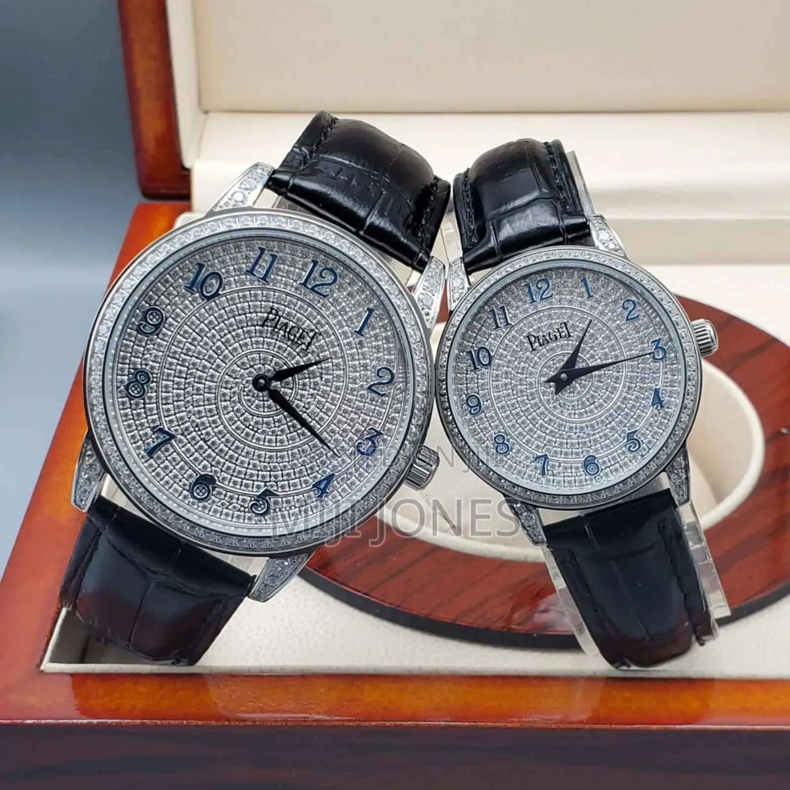 "Elegant Duo: Piaget-Inspired His Hers Leather Strap Watch