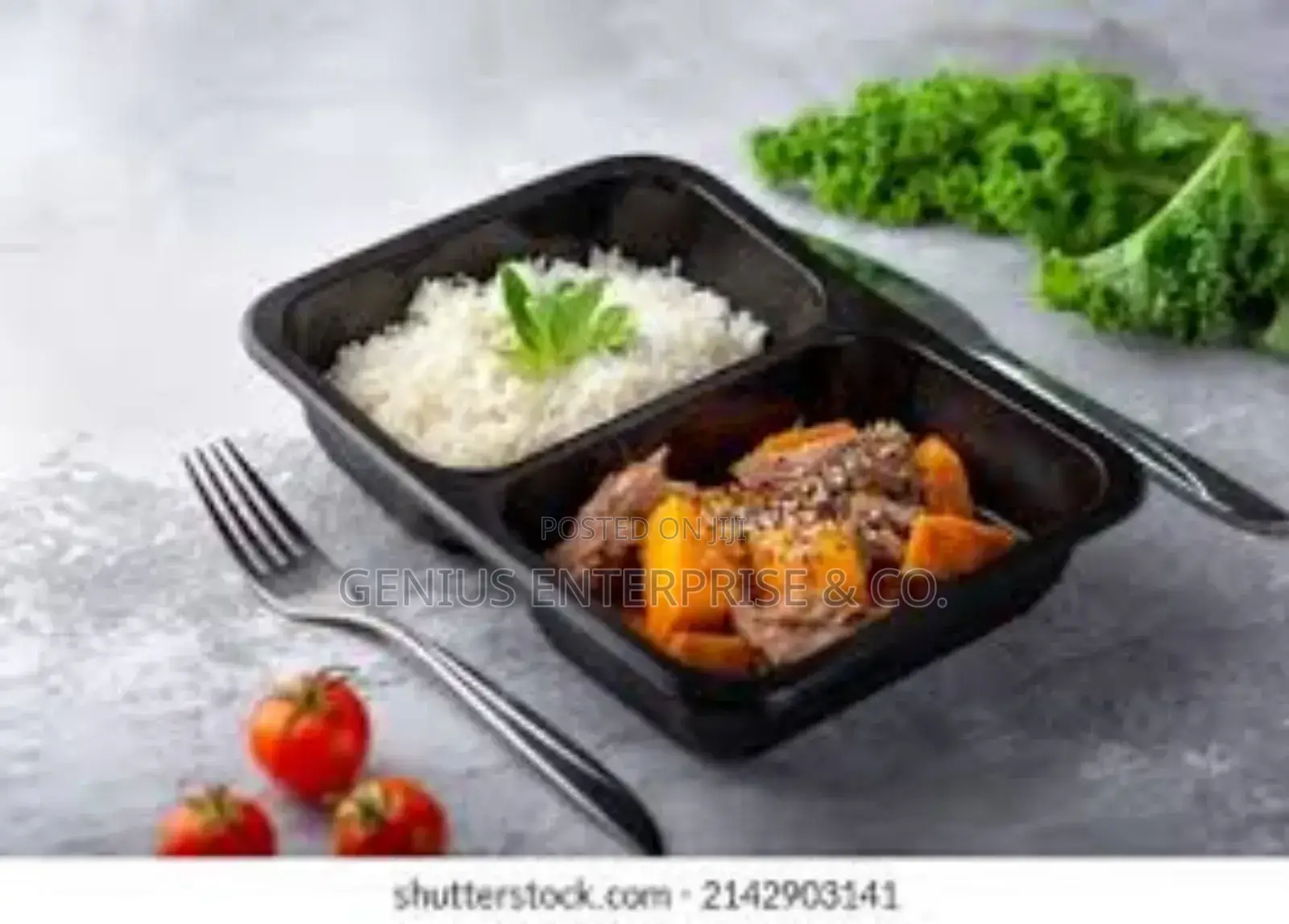 2in1 Divider Disposable Takeout Food Containers + Cover 50ps