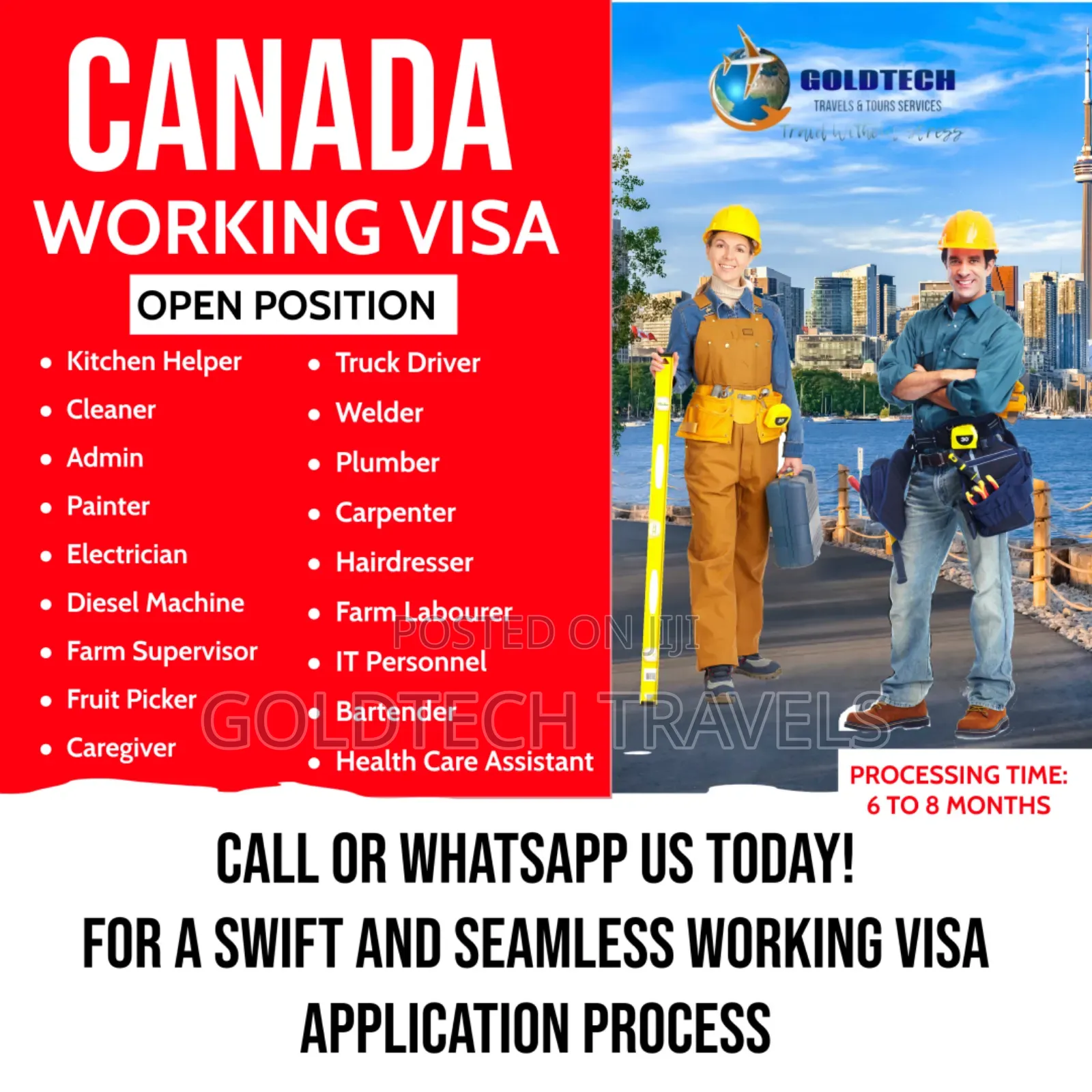 Canada Working Visa Package Available