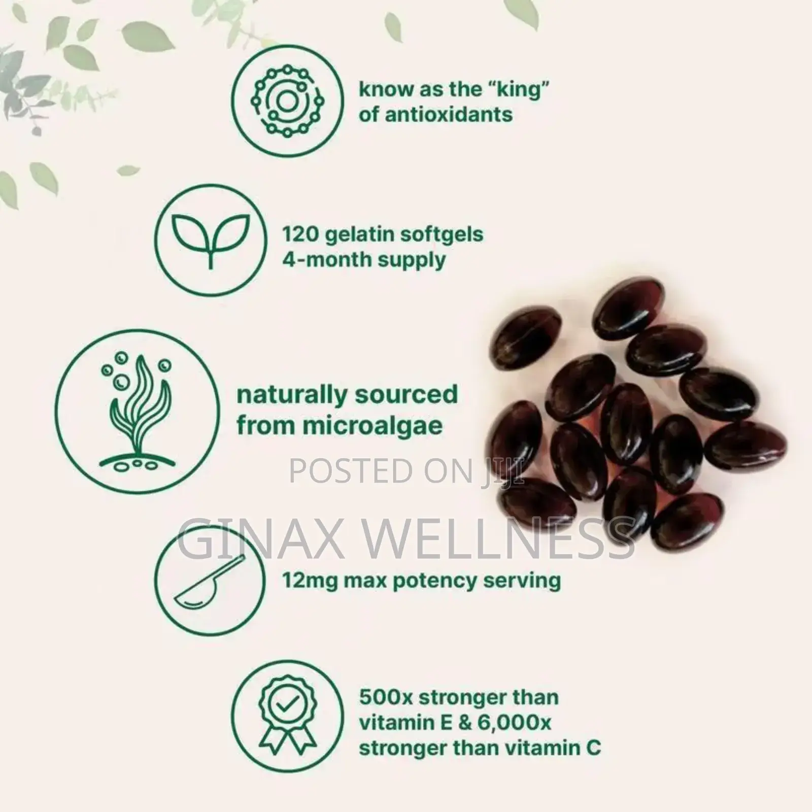 Astaxanthin Capsules With MCT Oil (120 Softgels, 12mg)