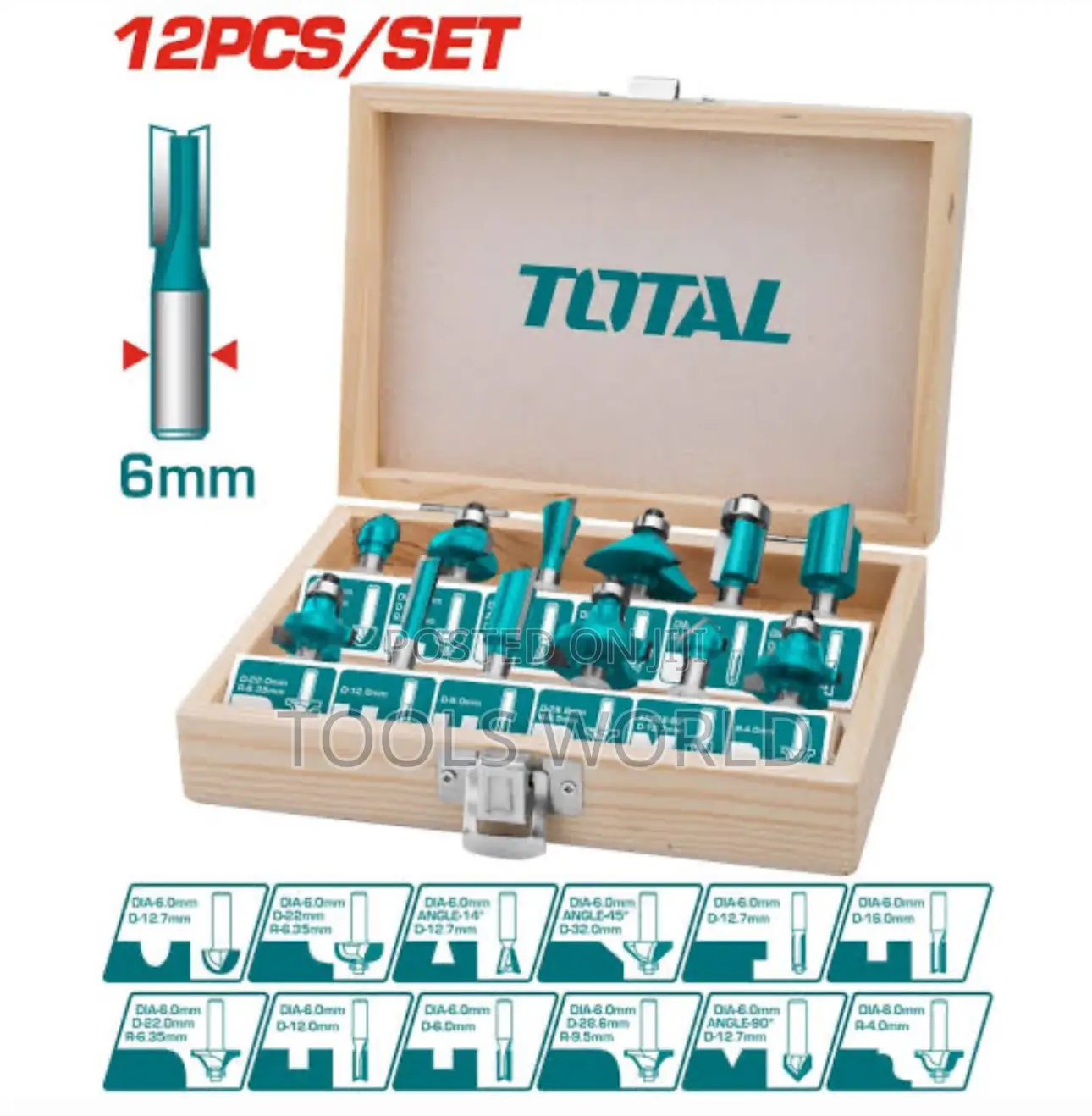 Total 12 PCS Router Bits Set Versatile Router Set 6mm