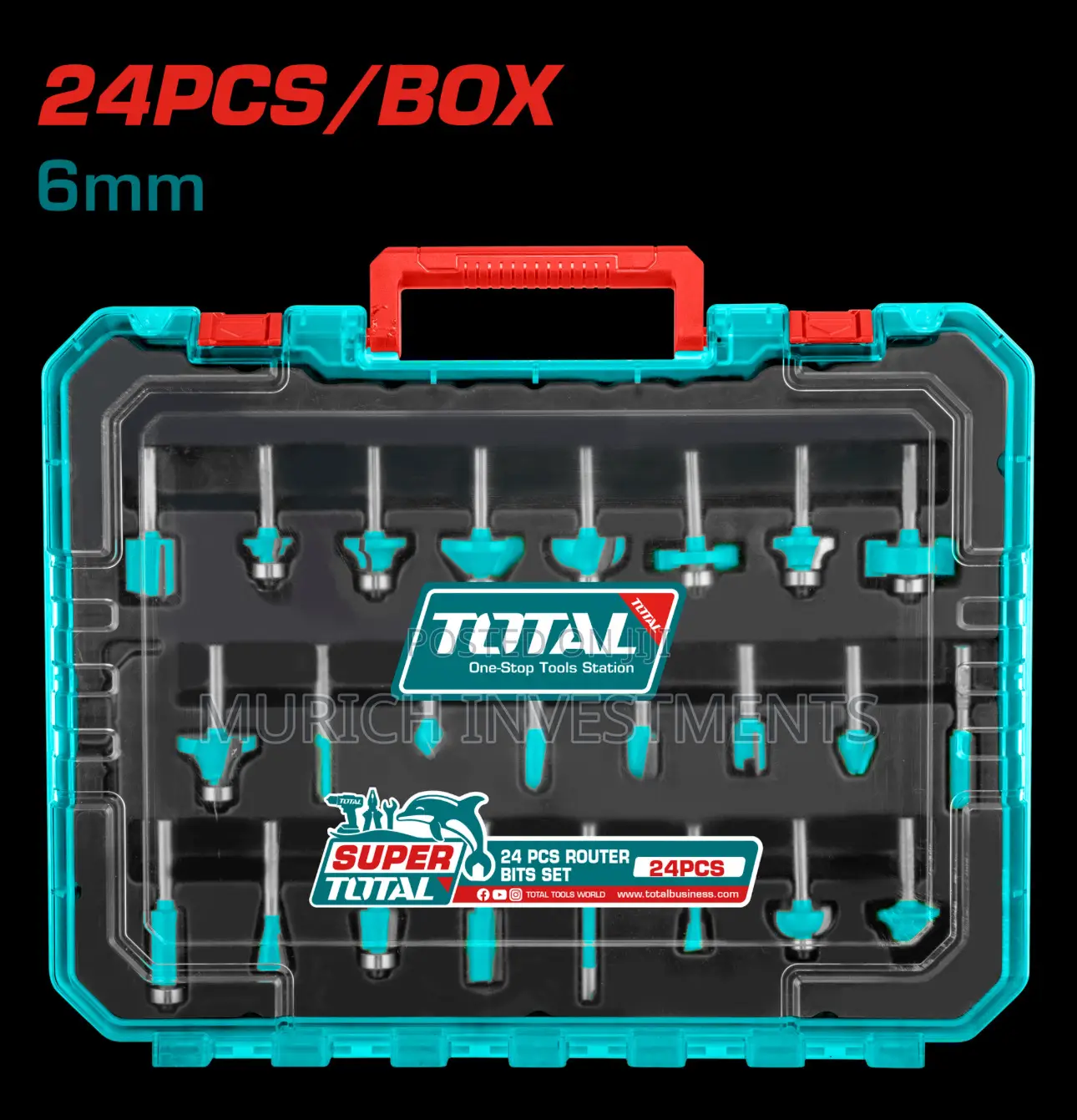 Total 24pcs Router Bits Set 6mm (Tacsr12406)