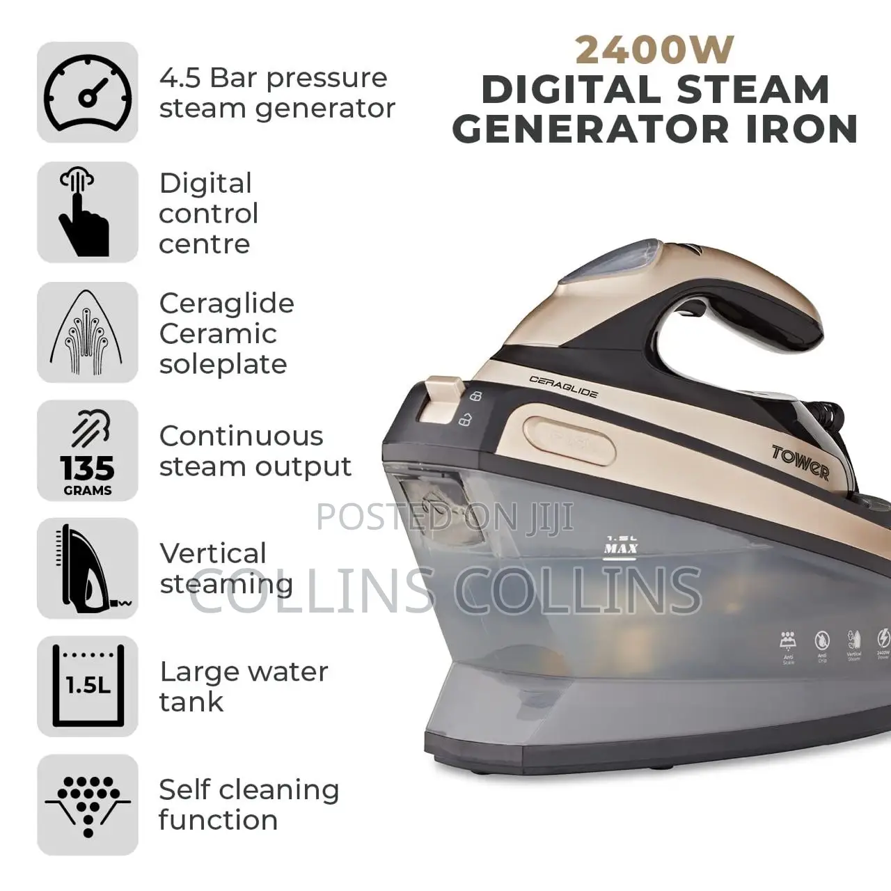 Tower T22024gld Ceraglide Steam Generator Iron