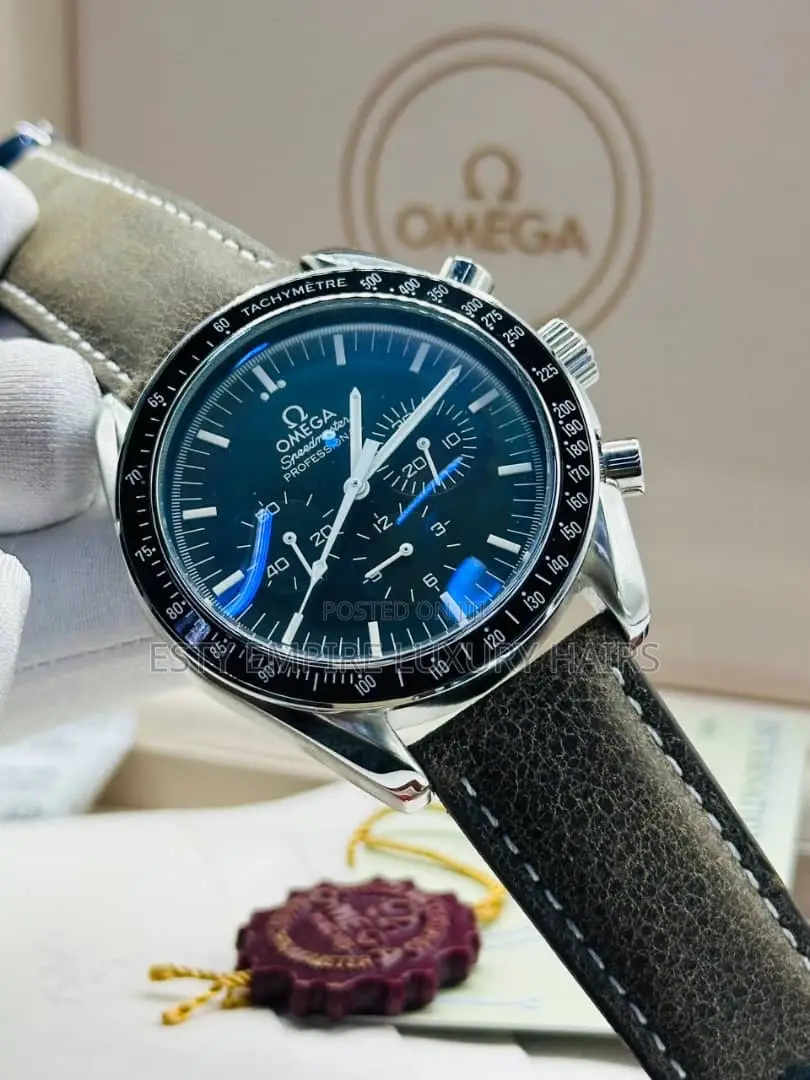 High Quality Luxury Omega Leather Strap Wristwatch