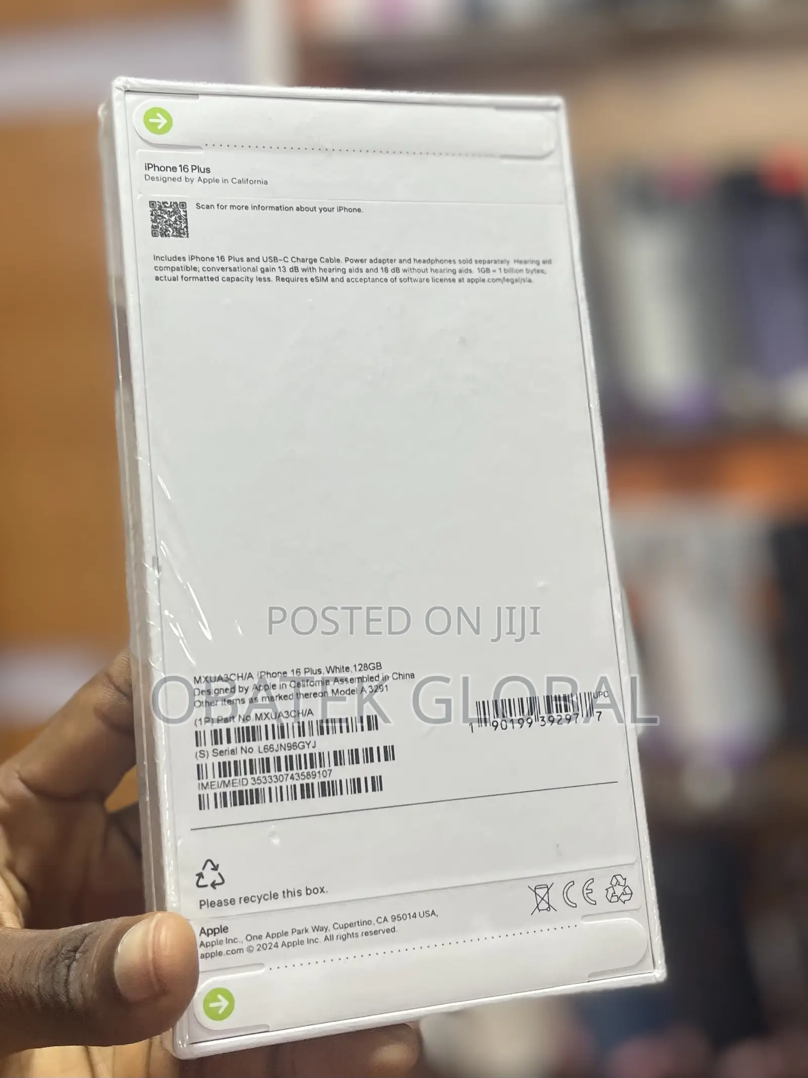 New Apple iPhone 16 Plus 128 GB White
