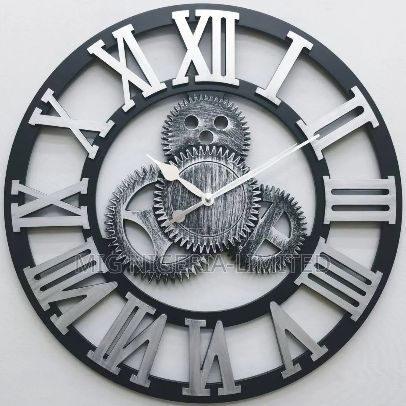 Black and Gold Large Skeleton Wall Clock 50cmx50cm