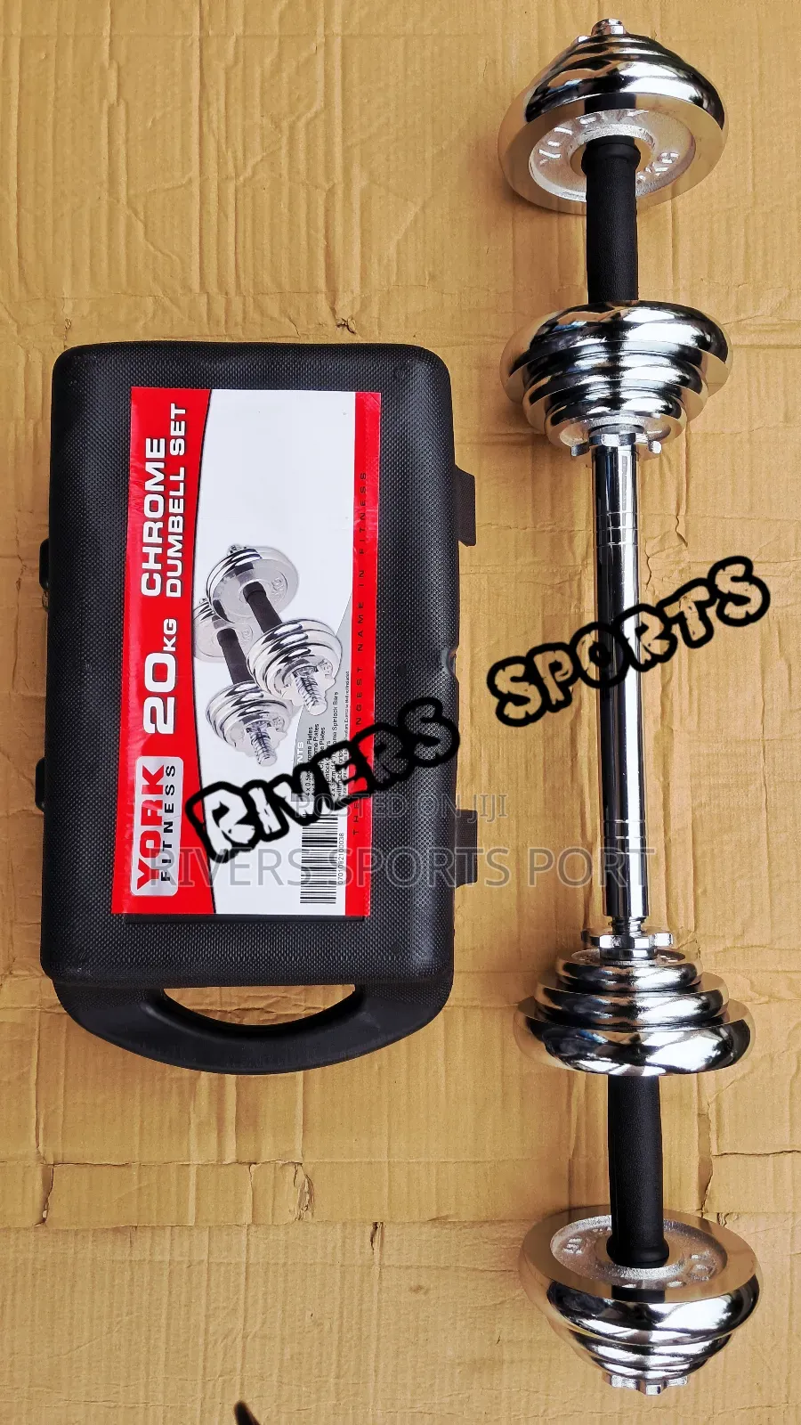 2in1 20kg Adjustable Chrom Dumbbell With Extension Bar/Connector Box