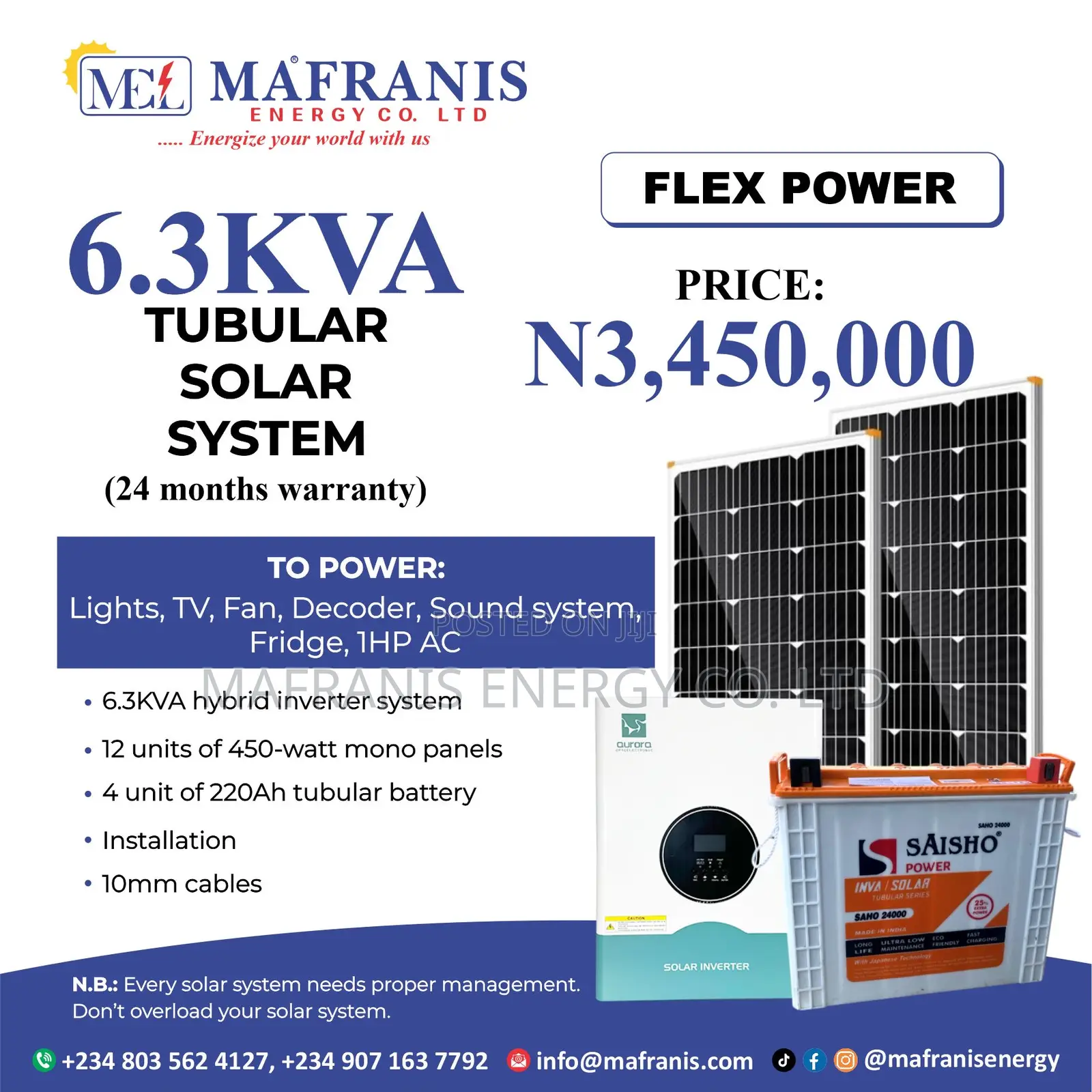 6.3kva Inverter (Tubular Battery) System Installation With Panels