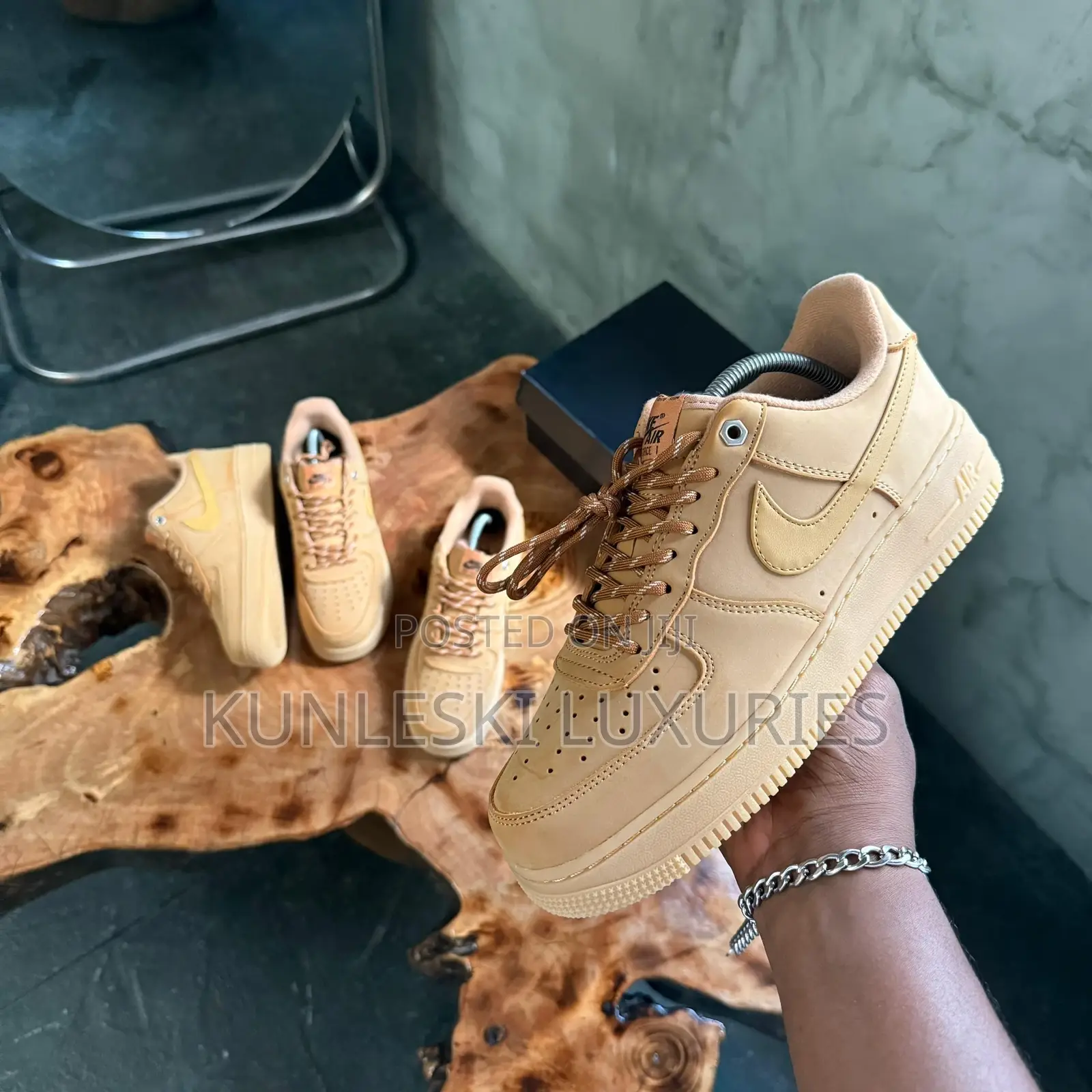 Original Nike Air Force 1 Low 07 Wb Flax Sneakers