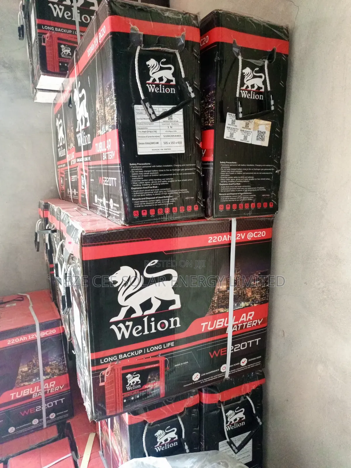 12v 220ahm Welion Tubular Battery