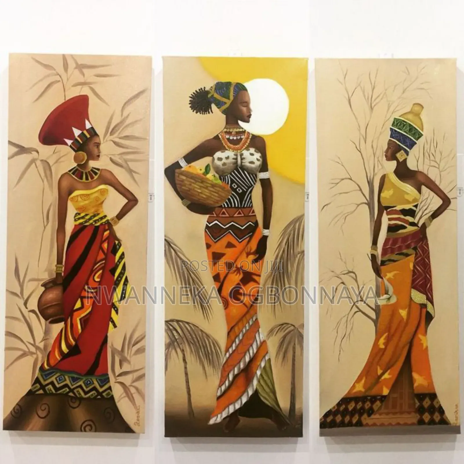 3-Piece Set African American Women Abstract Printings