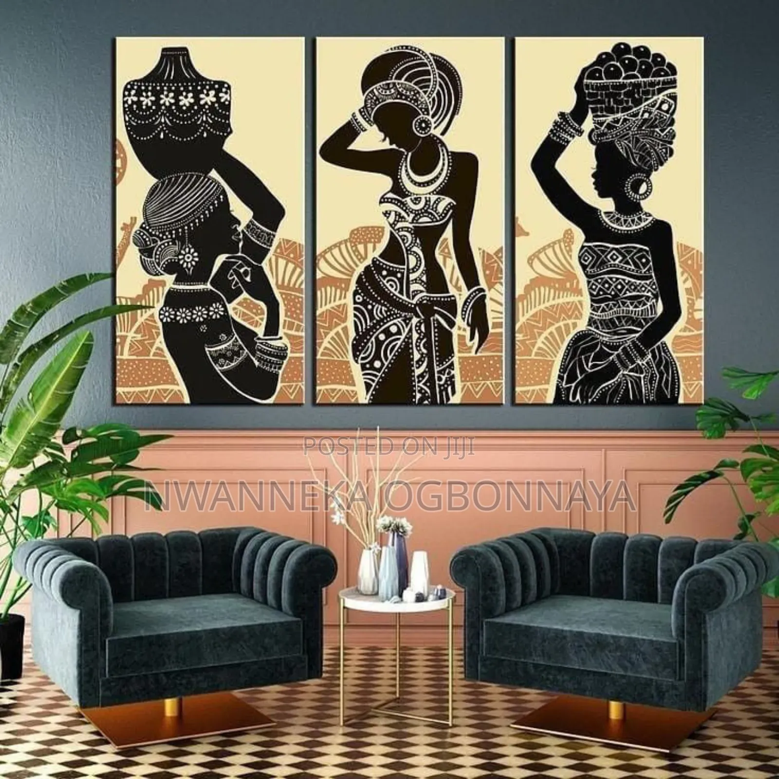 3-Piece Set African American Women Abstract Printings