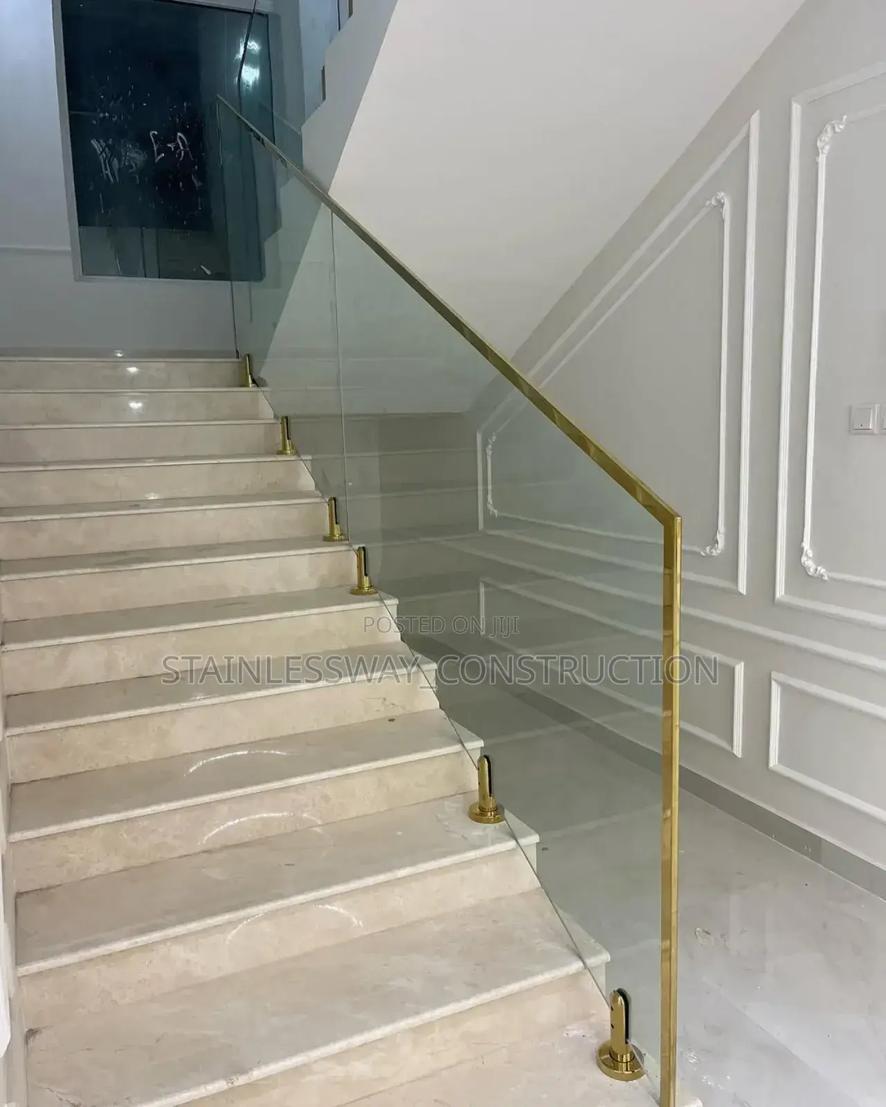 Staircase Glass Work With Spigot Stand and Touch of Gold