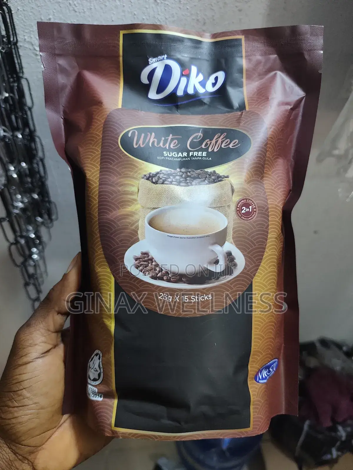 Smart Diko 2‐In‐1 White Coffee (Sugar Free, 15 Sachets)