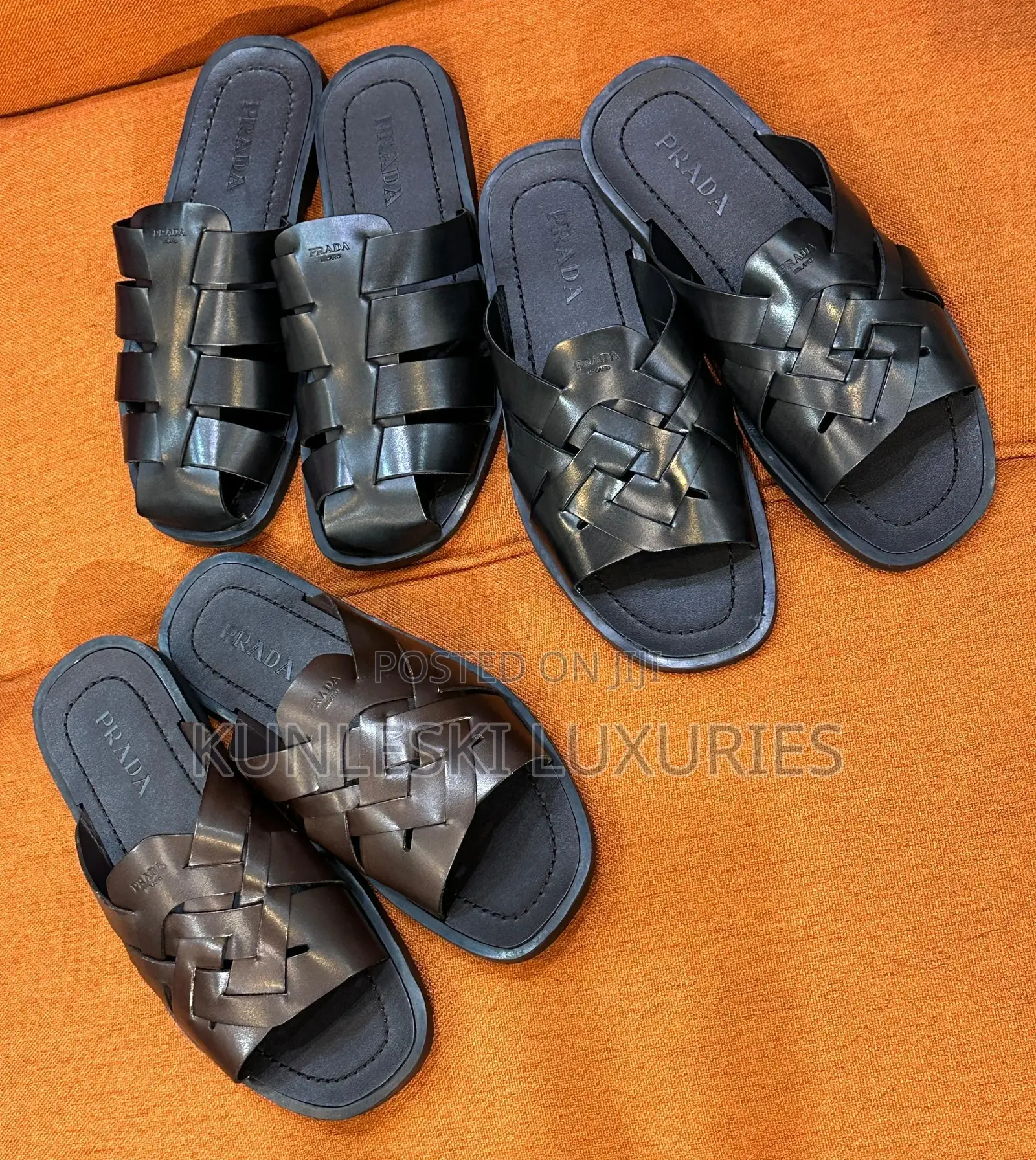 Original Prada Leather Slippers Collections