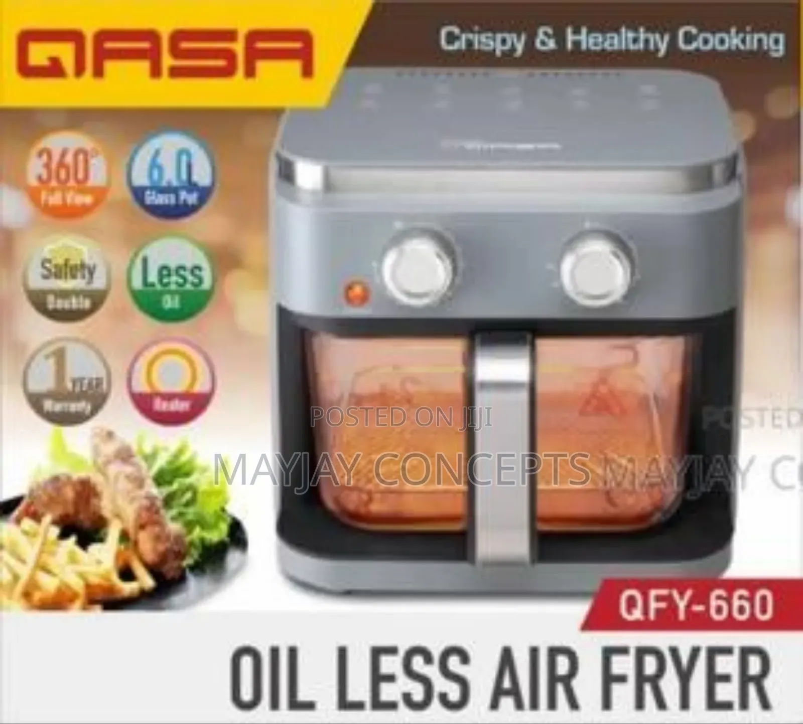 Qasa 6l Airfryer With Glass Pot. Qfy-660