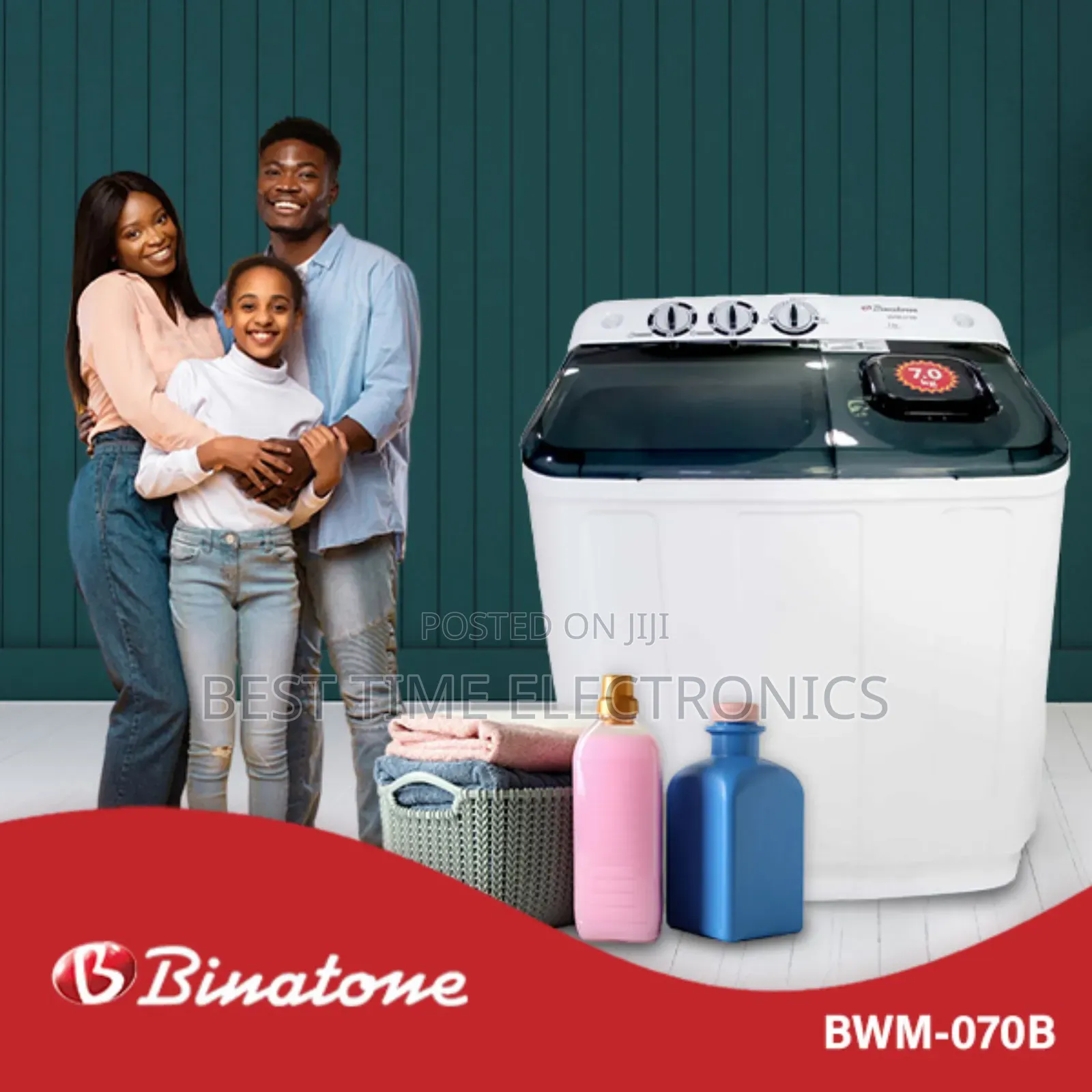 Binatone 7kg Semi Auto Dual Tub Washing Machine