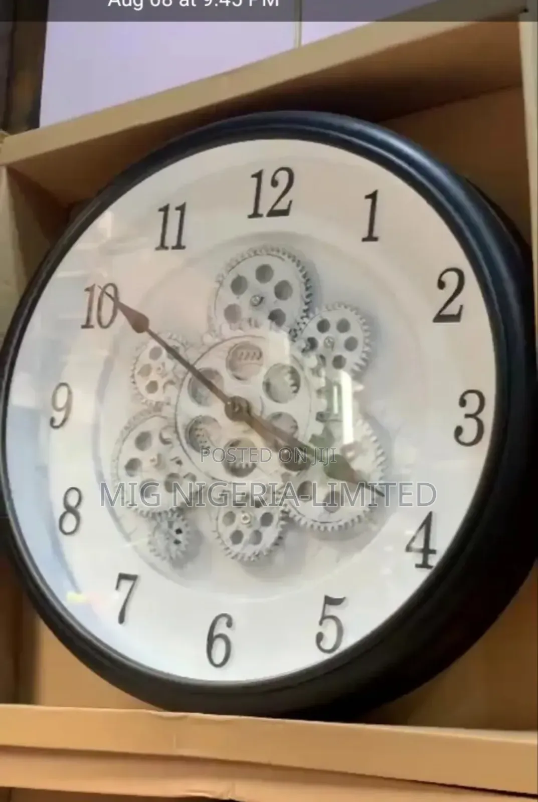 Wheel of Age Moving Gear Wall Clock White Chronograph Working 45cm