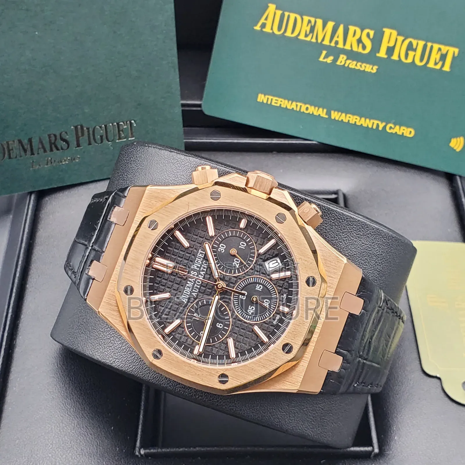 Original Audemars Piguet Black Leather Genuine Chronograph Watch