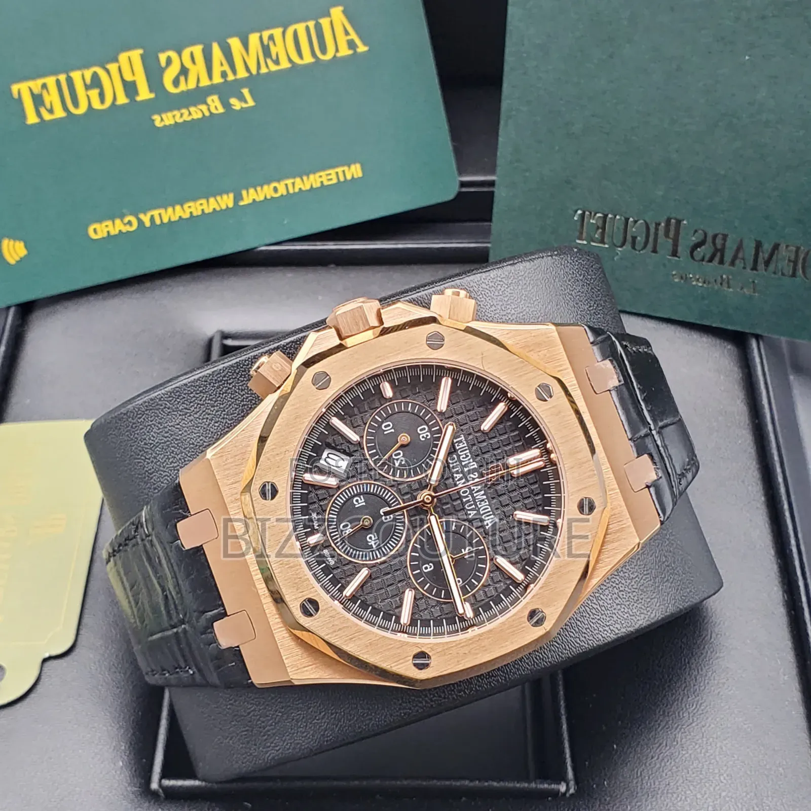 Original Audemars Piguet Black Leather Genuine Chronograph Watch