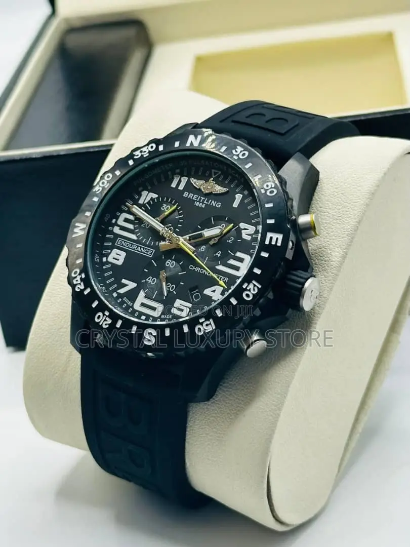 Breitling Quality Luxury Men Rubber Strap Wristwatch
