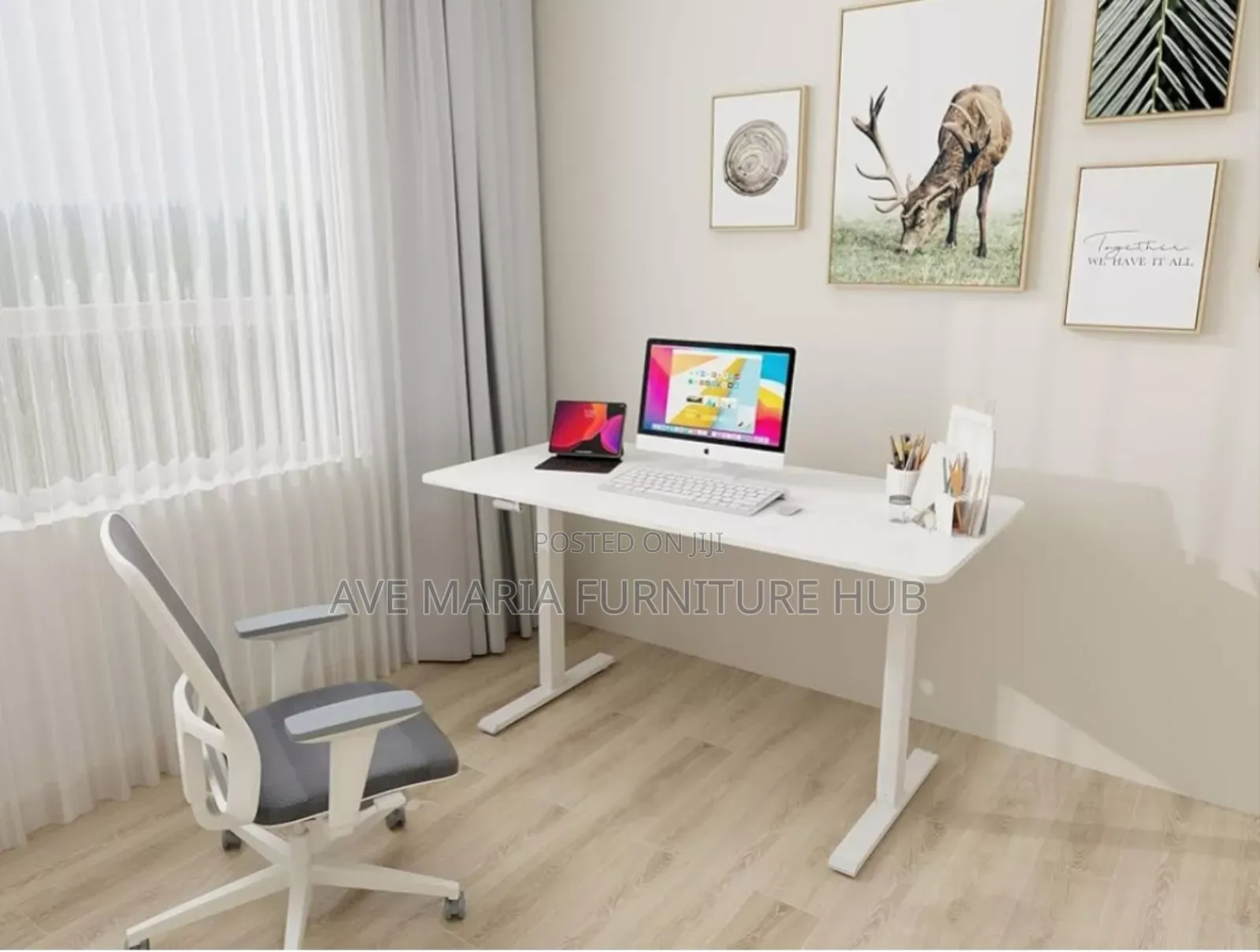 Home/Office Electric Adjustable Height Desk and Ergonomic Chair.