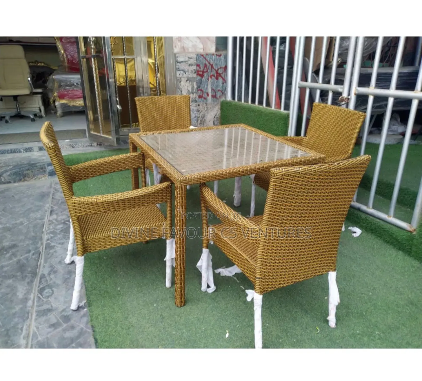 Outdoor Imported Rattan Chair Set With Glass Top