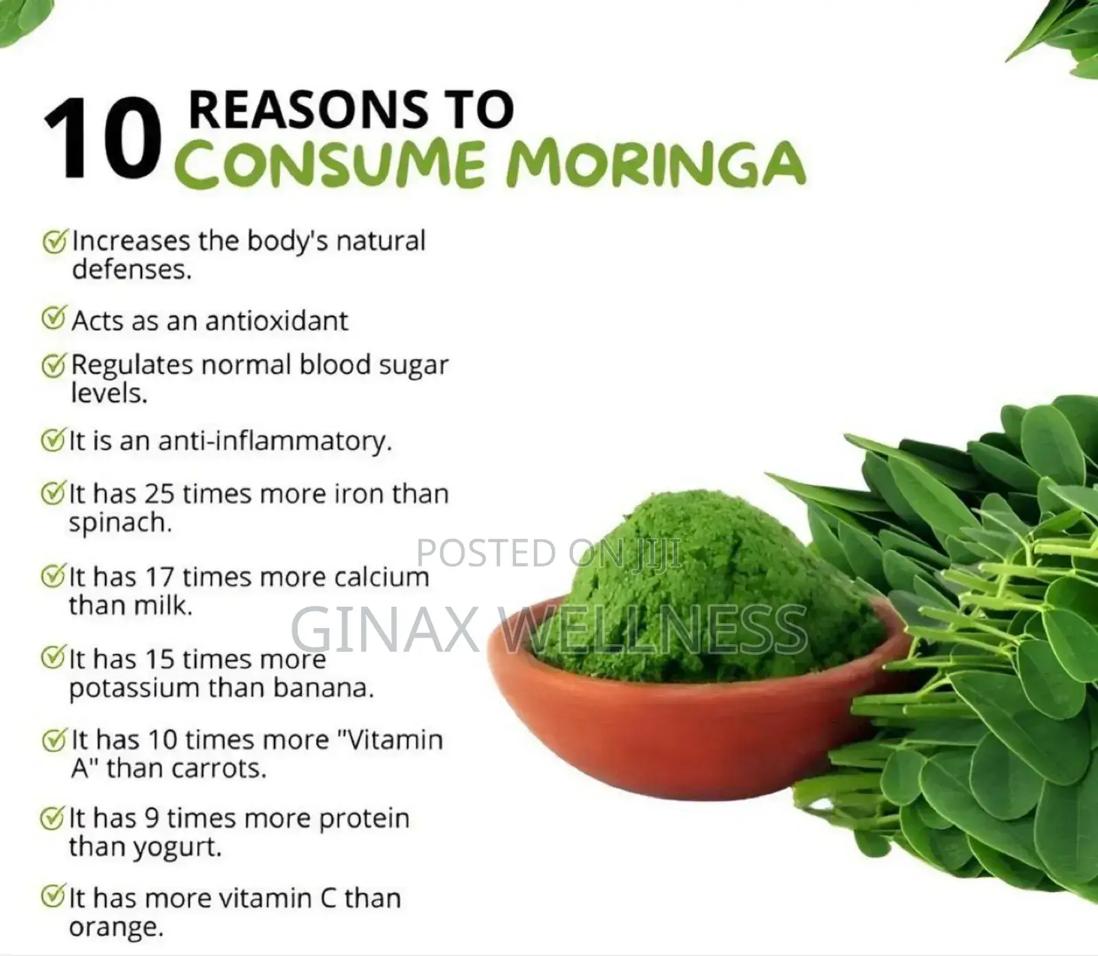 Moringa Leaf Powder for Blood Sugar Heart Health (907g)