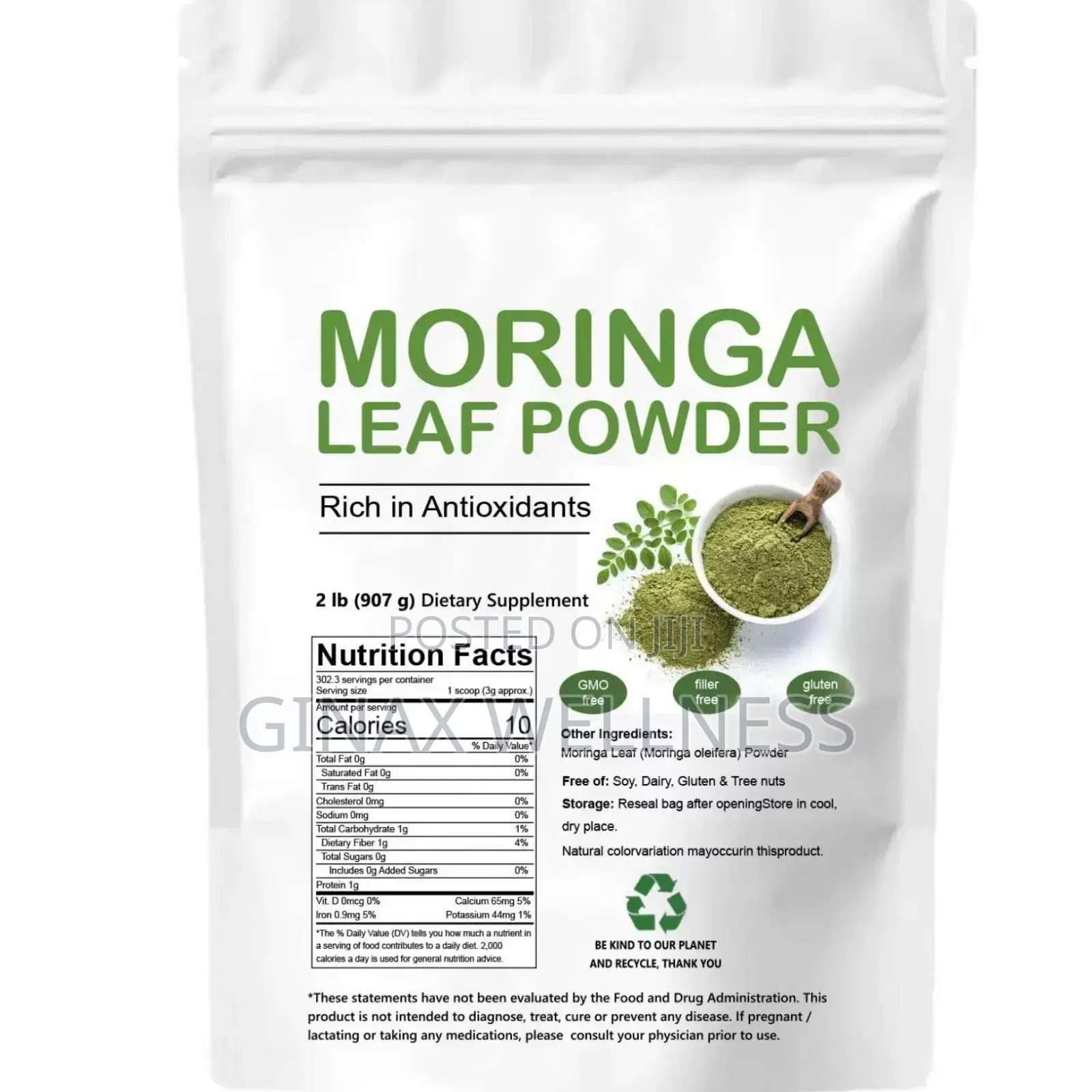 Moringa Leaf Powder for Blood Sugar Heart Health (907g)
