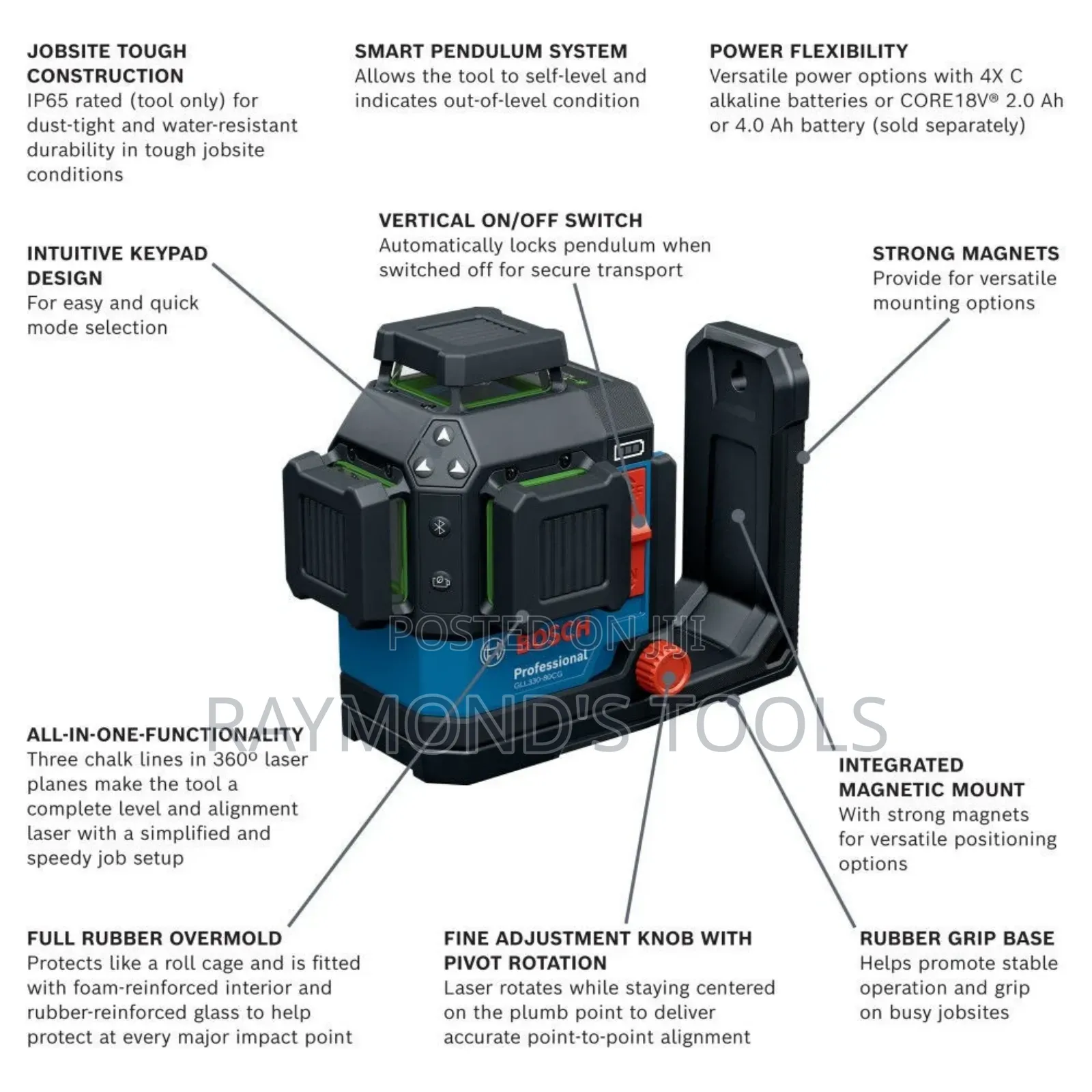 Original Bosch Laser Leveller 360° Green Laser GLL 18v-120-33 Cg