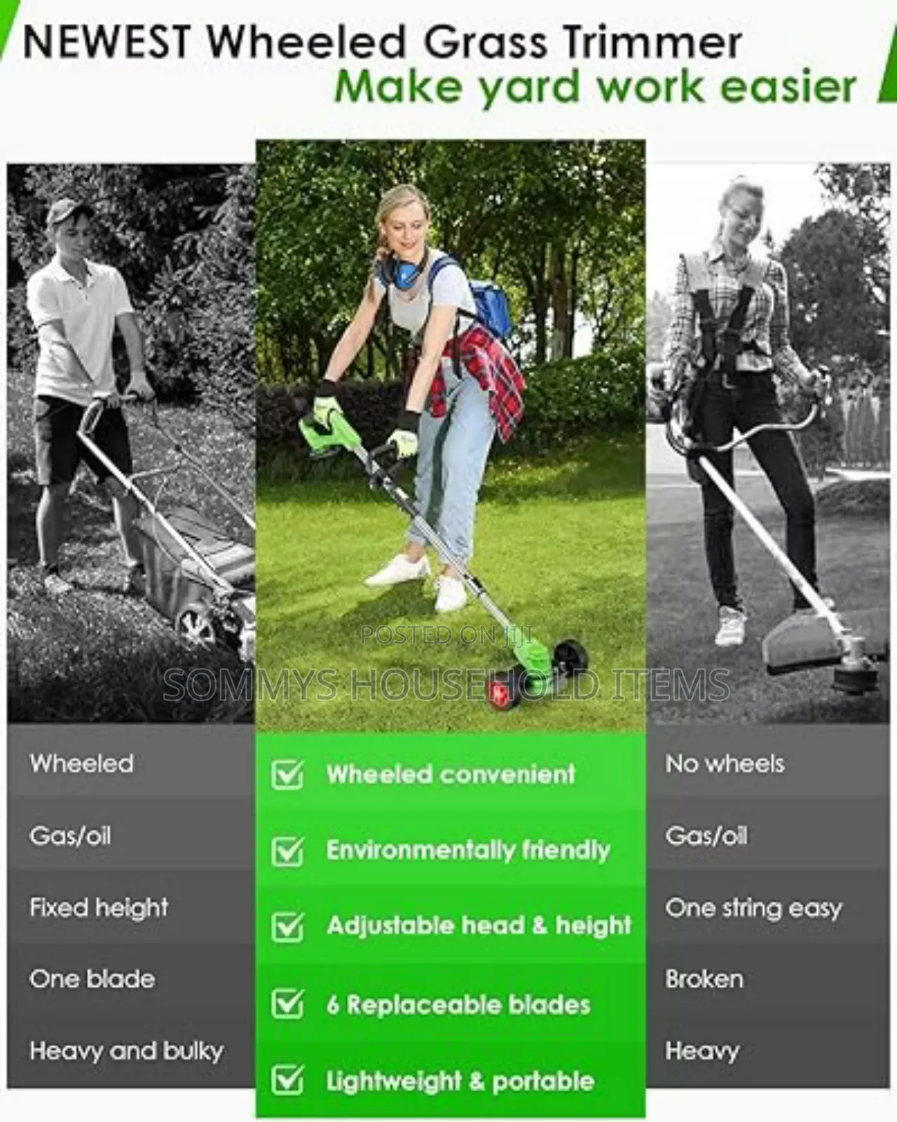 High Quality Grass/Mower Cutter Wit 2 Rechargeable Batteries And Tyre